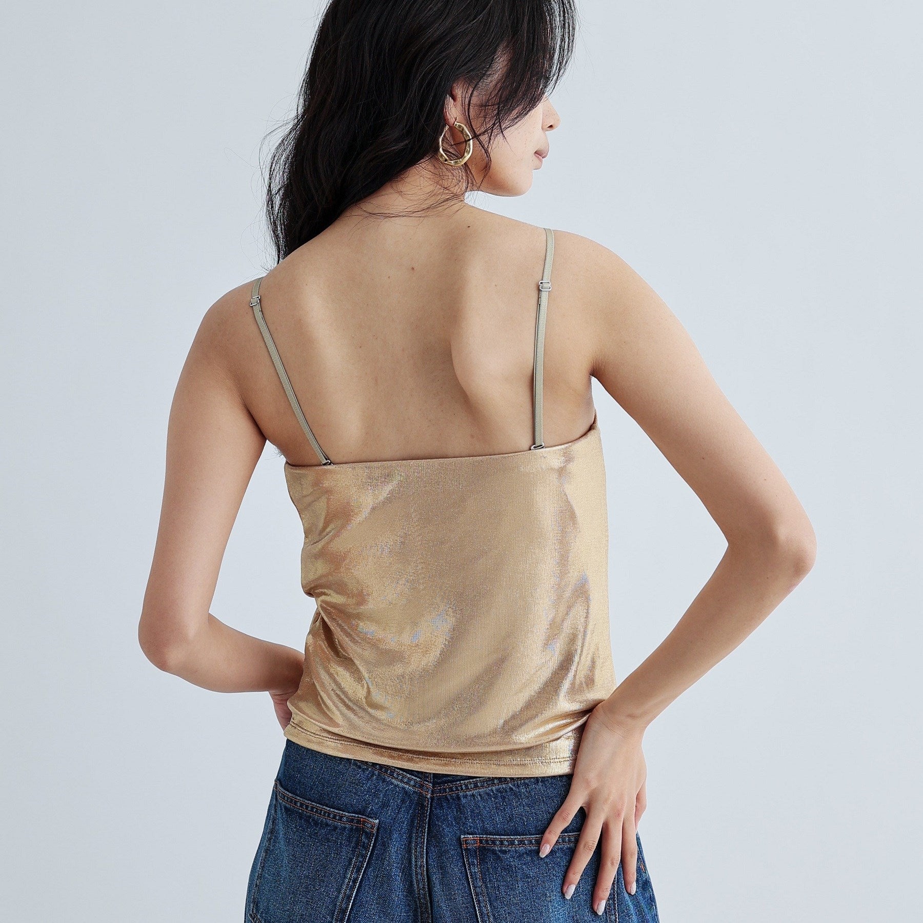 ギャレスト GALLEST シャイニーベアトップ(カップ付き) (ブラックシルバー(009)) ブラックシルバー(009)