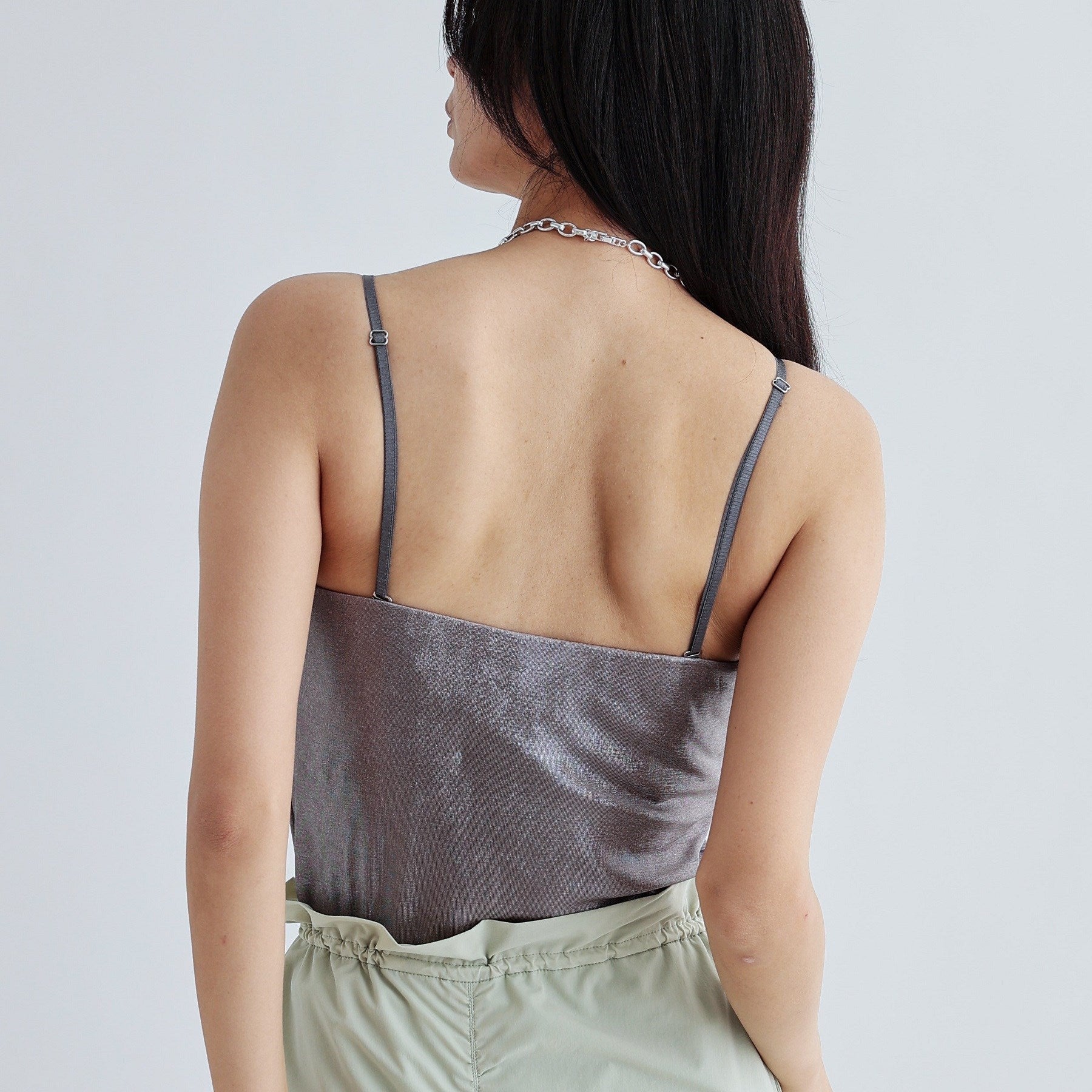 ギャレスト GALLEST シャイニーベアトップ(カップ付き) (ブラックシルバー(009)) ブラックシルバー(009)