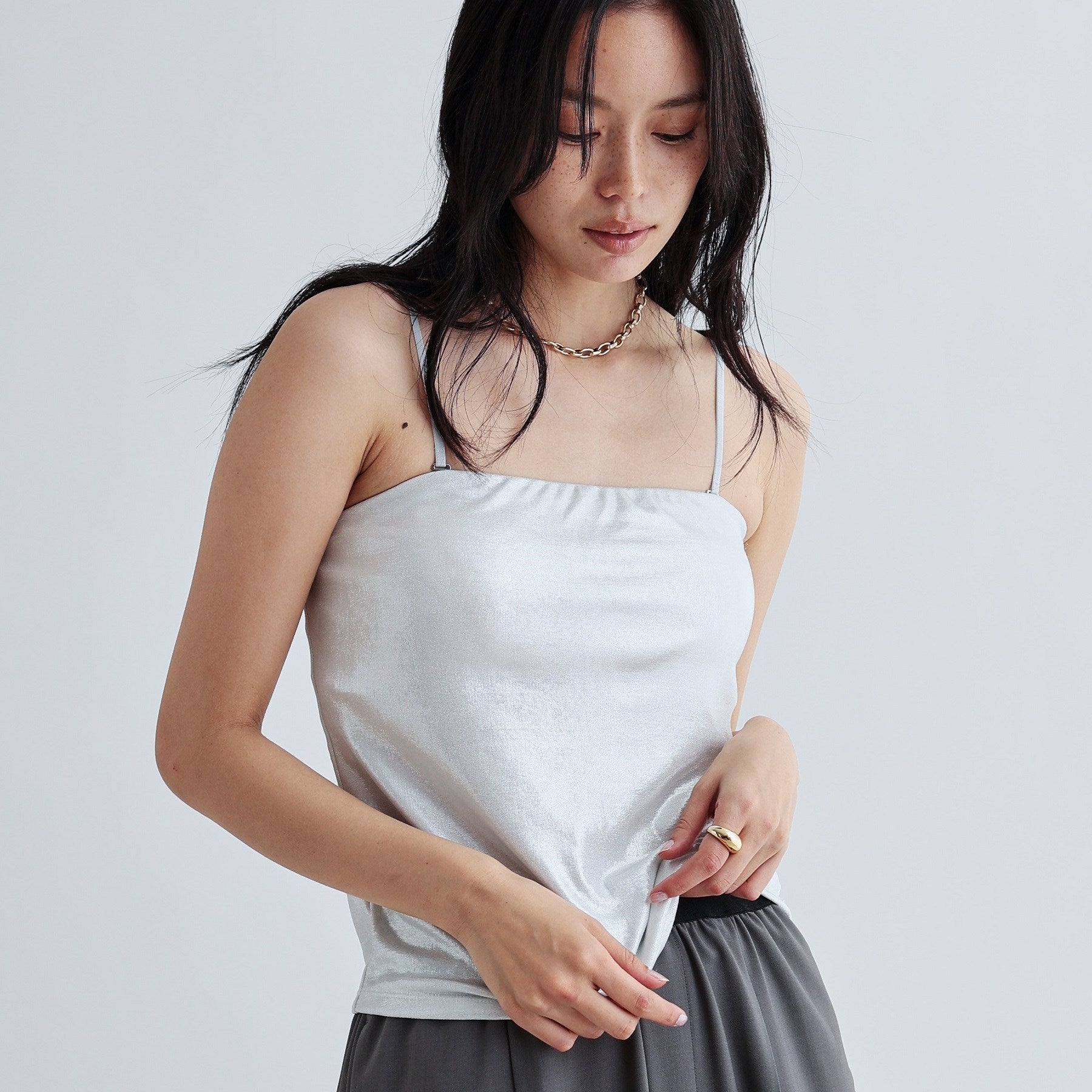 ギャレスト GALLEST シャイニーベアトップ(カップ付き) (シルバー(006)) シルバー(006)