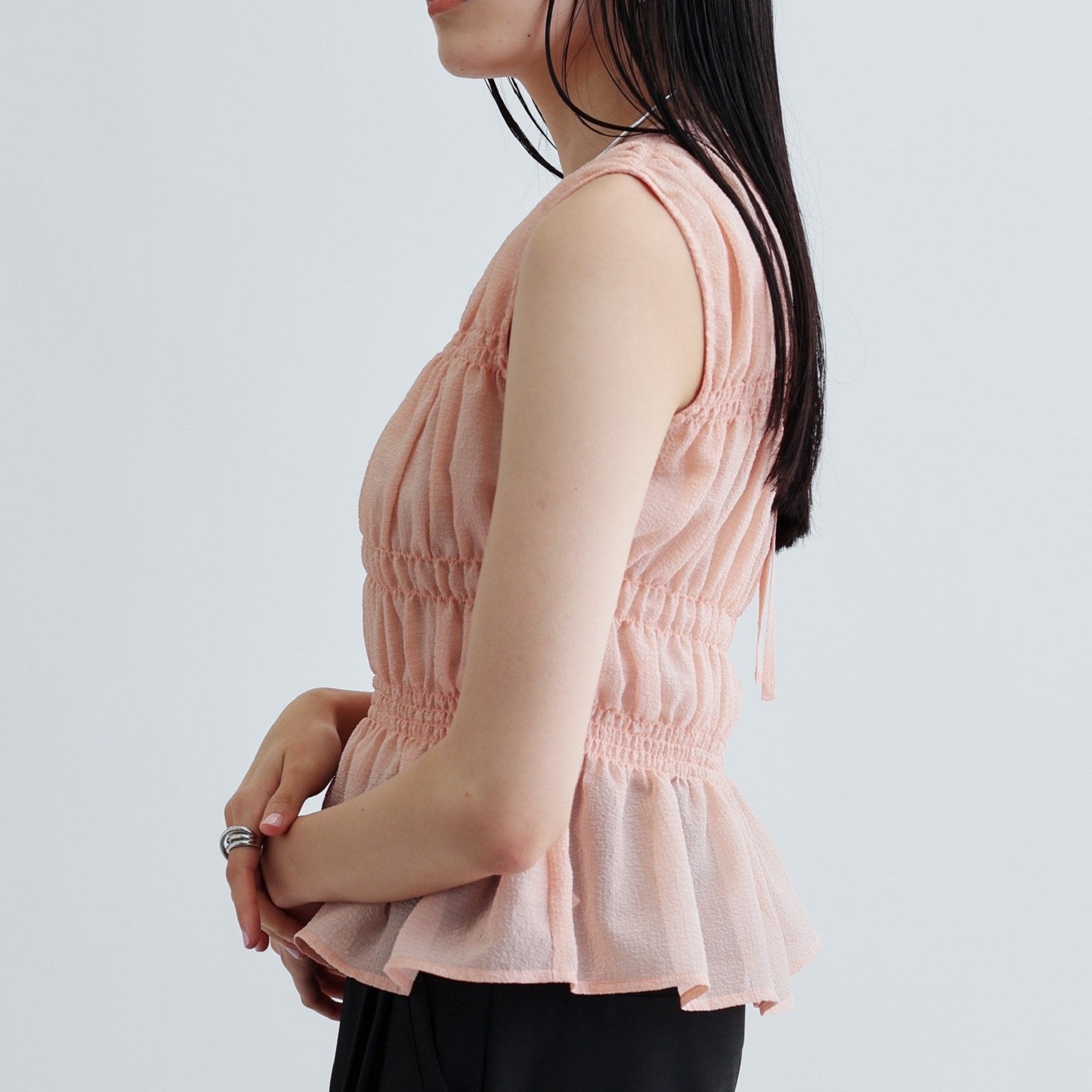 ギャレスト GALLEST ワッシャーティアードブラウス (ライトピンク(070)) ライトピンク(070)