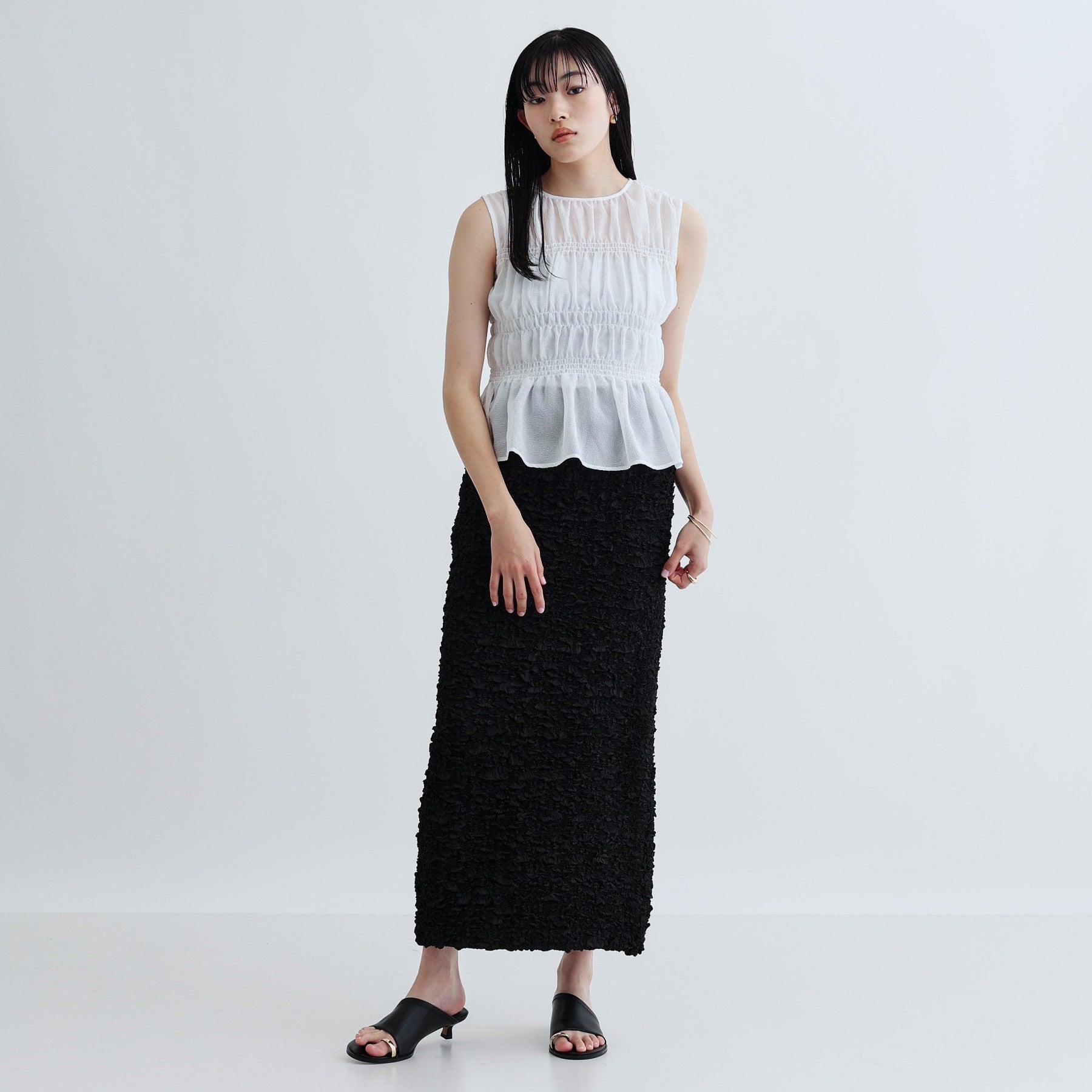 ギャレスト GALLEST ワッシャーティアードブラウス (ライトピンク(070)) ライトピンク(070)