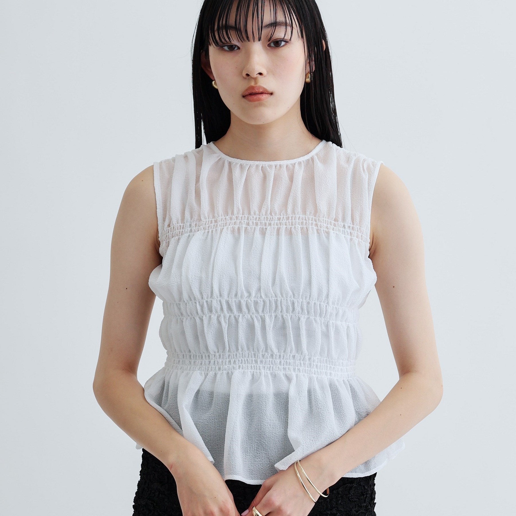 ギャレスト GALLEST ワッシャーティアードブラウス (ライトピンク(070)) ライトピンク(070)