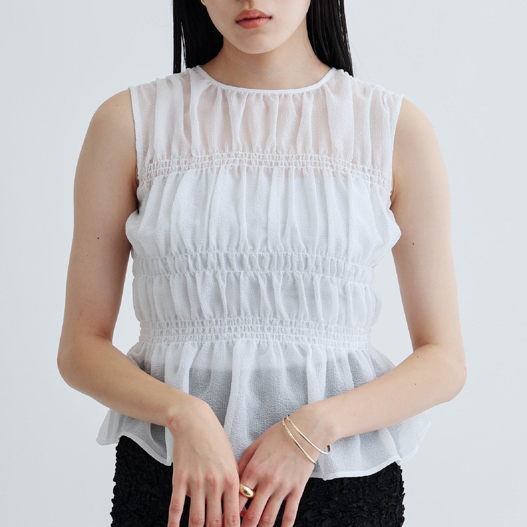 ギャレスト GALLEST ワッシャーティアードブラウス (ライトピンク(070)) ライトピンク(070)