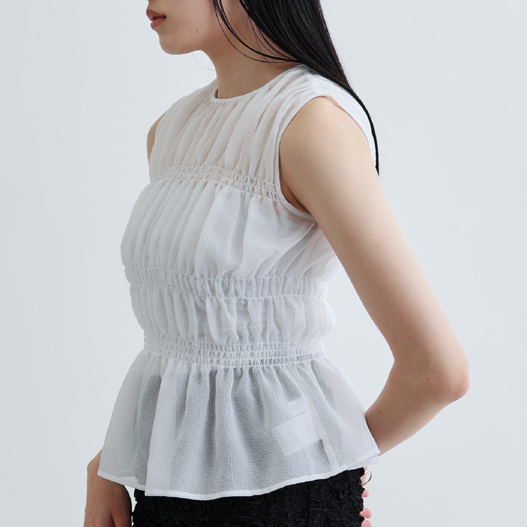 ギャレスト GALLEST ワッシャーティアードブラウス (ライトピンク(070)) ライトピンク(070)