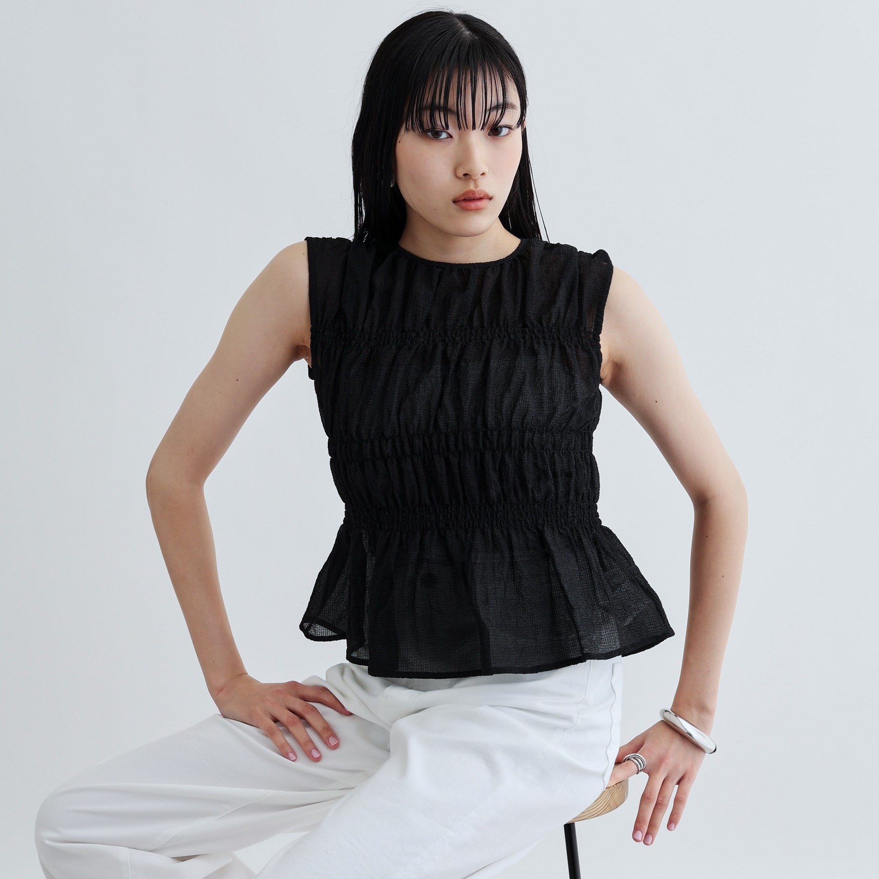 ギャレスト GALLEST ワッシャーティアードブラウス (ライトピンク(070)) ライトピンク(070)