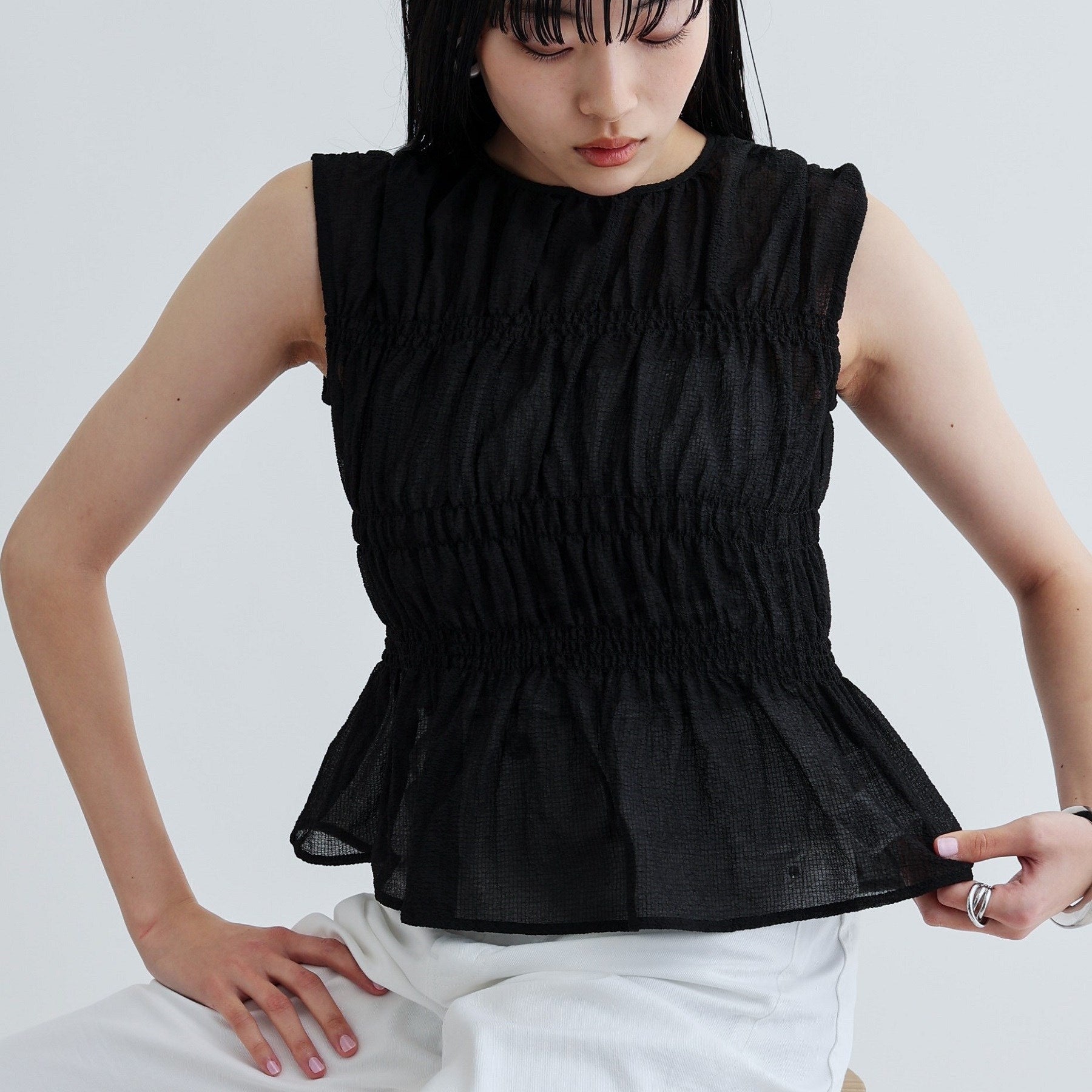 ギャレスト GALLEST ワッシャーティアードブラウス (ライトピンク(070)) ライトピンク(070)