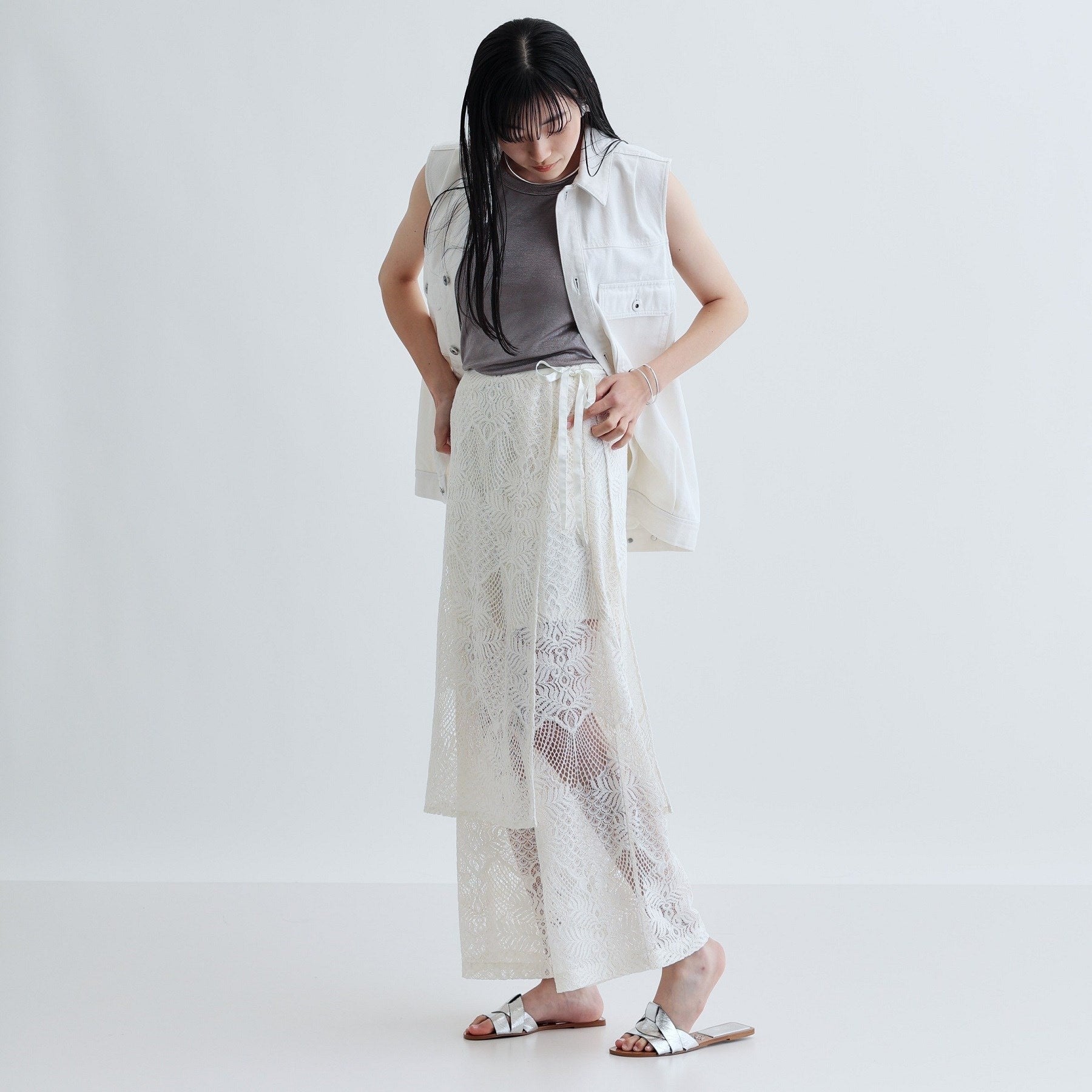 ギャレスト GALLEST ラップスカート付きレースパンツ (ブラック(019)) ブラック(019)