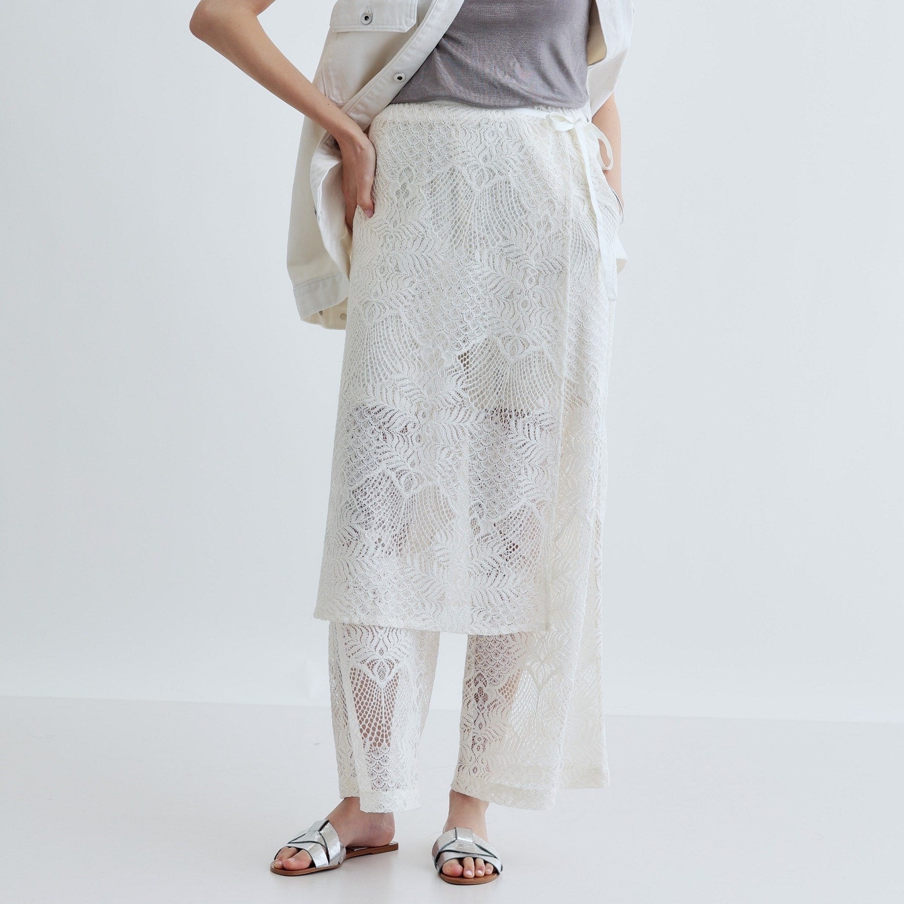 ギャレスト GALLEST ラップスカート付きレースパンツ (ブラック(019)) ブラック(019)