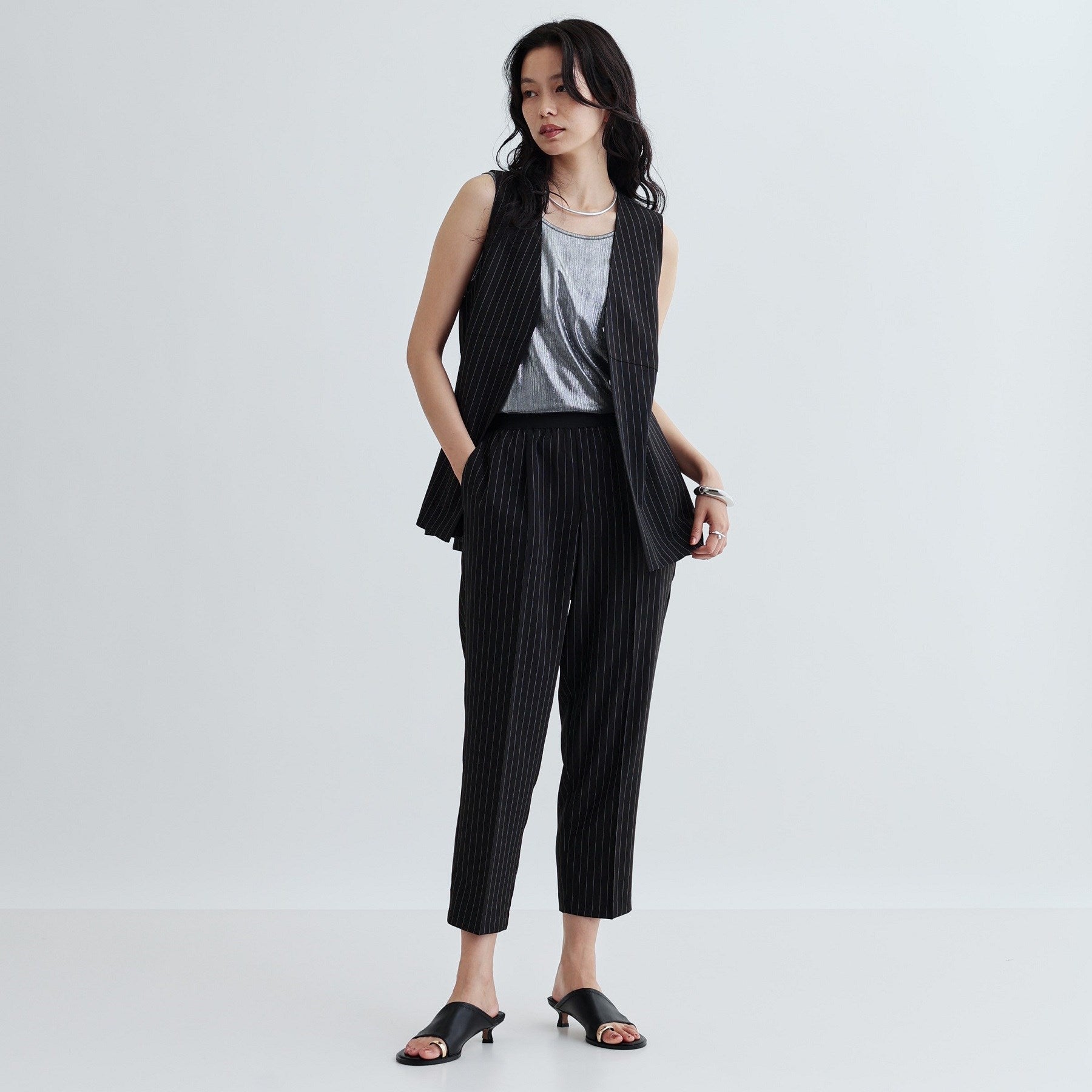 ギャレスト GALLEST 【接触冷感/セットアップ対応】イージーペプラムジレ (キャメルブラウン(041)) キャメルブラウン(041)