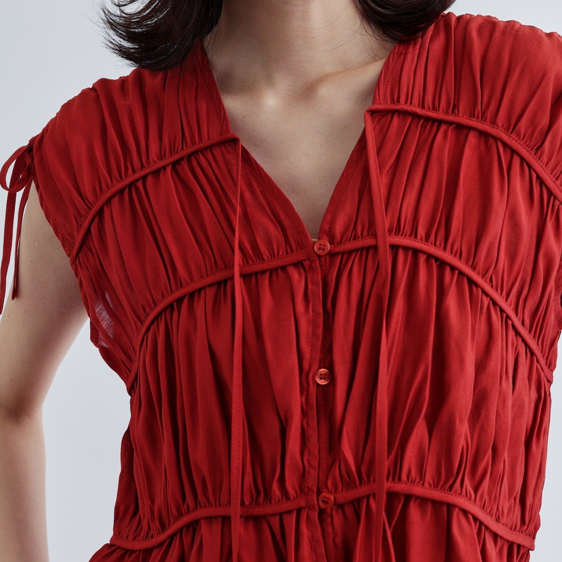 ギャレスト GALLEST ギャザースリーブレスブラウス (ホワイト(001)) ホワイト(001)