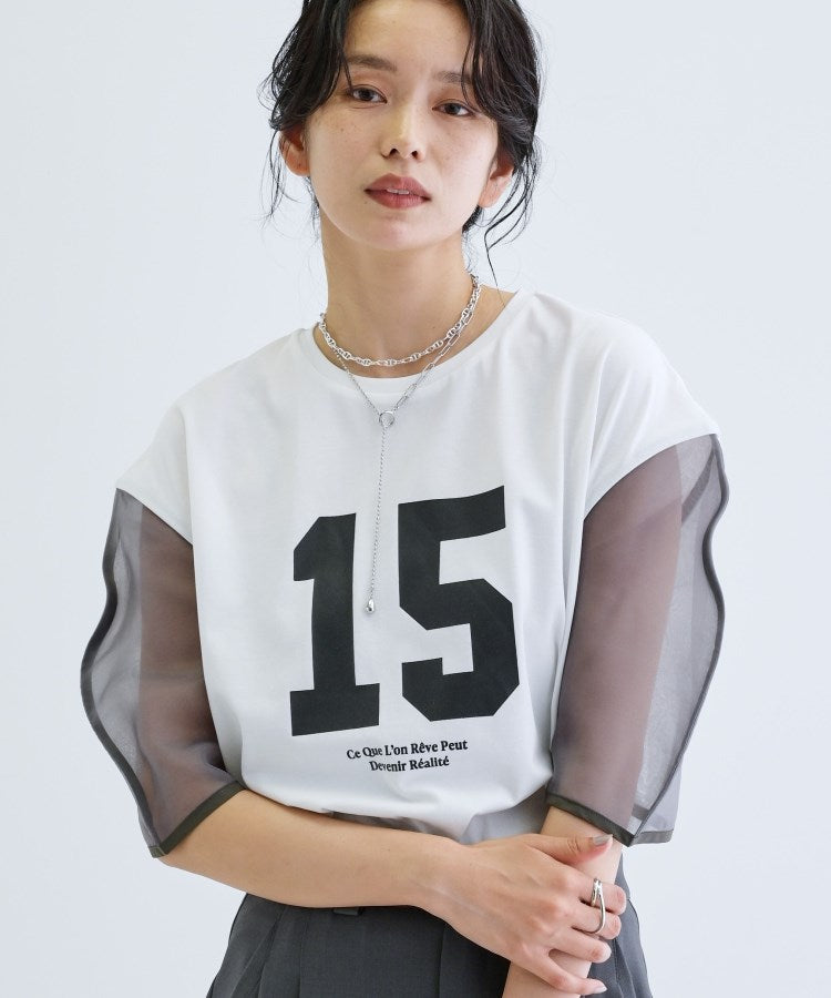 ギャレスト GALLEST シアースリーブプリントTシャツ (ホワイト(001)) ホワイト(001)