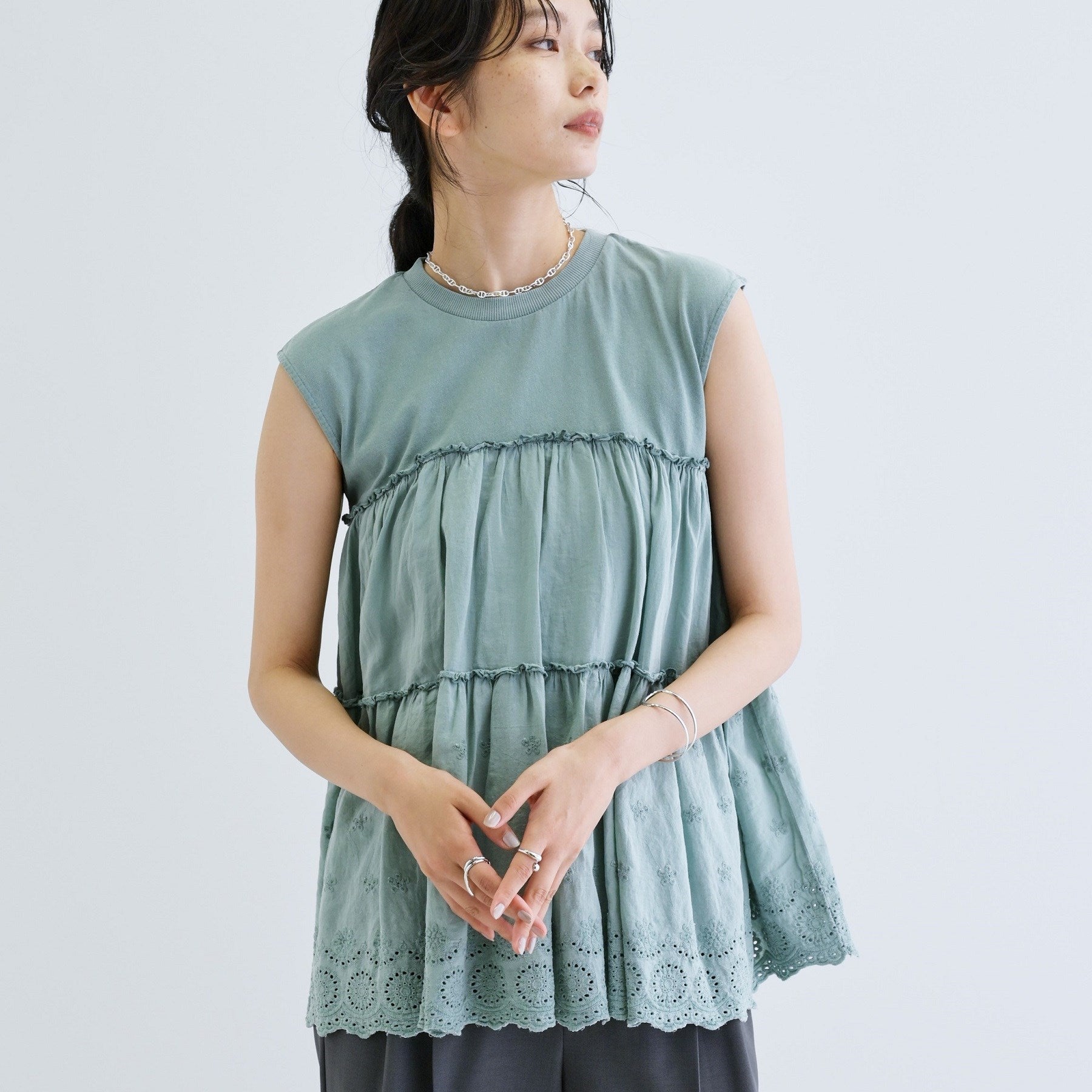 ギャレスト GALLEST ピグメントダイノースリーブカットソー (ミントグリーン(021)) ミントグリーン(021)