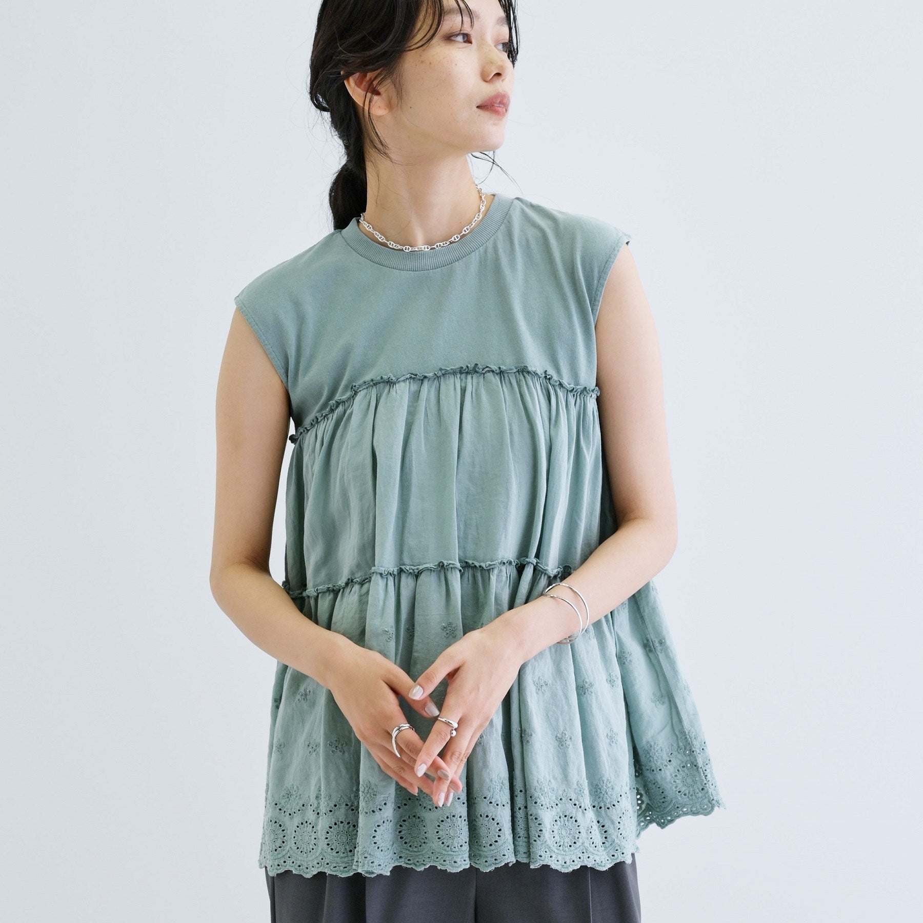 ギャレスト GALLEST ピグメントダイノースリーブカットソー (ミントグリーン(021)) ミントグリーン(021)