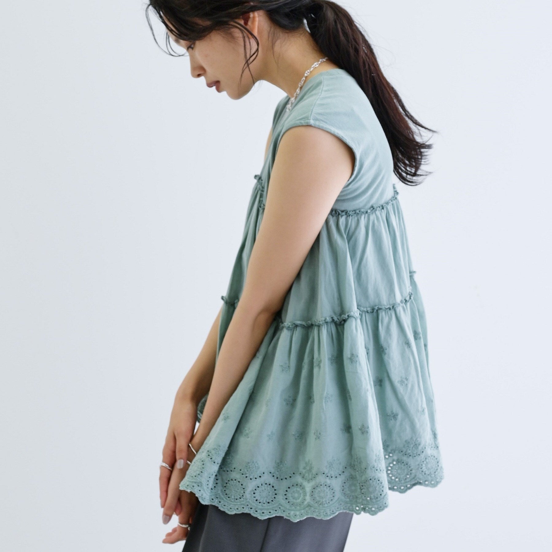 ギャレスト GALLEST ピグメントダイノースリーブカットソー (チャコールグレー(014)) チャコールグレー(014)