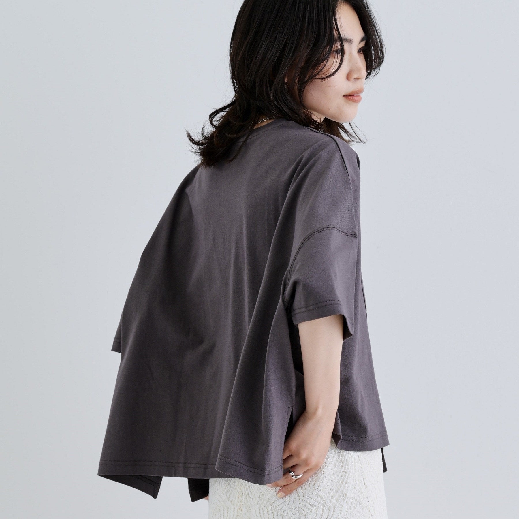 ギャレスト GALLEST イレギュラーグラフィックTシャツ (チャコールグレー(014)) チャコールグレー(014)
