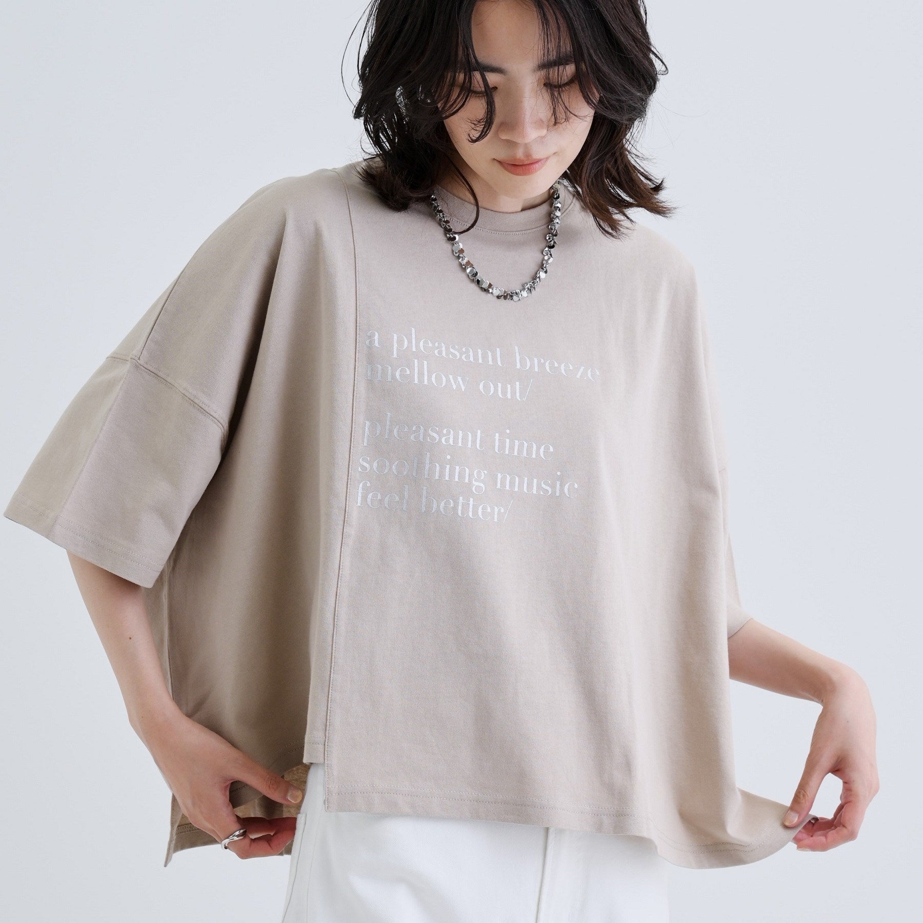 ギャレスト GALLEST イレギュラーグラフィックTシャツ (チャコールグレー(014)) チャコールグレー(014)