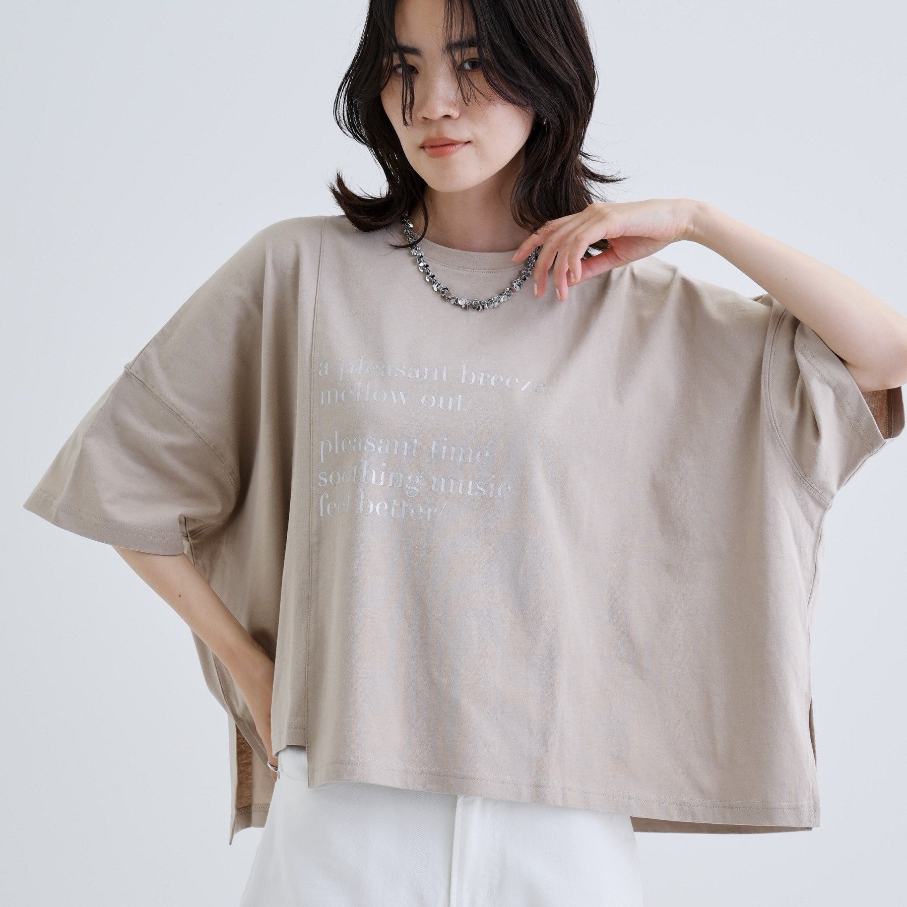 ギャレスト GALLEST イレギュラーグラフィックTシャツ (チャコールグレー(014)) チャコールグレー(014)