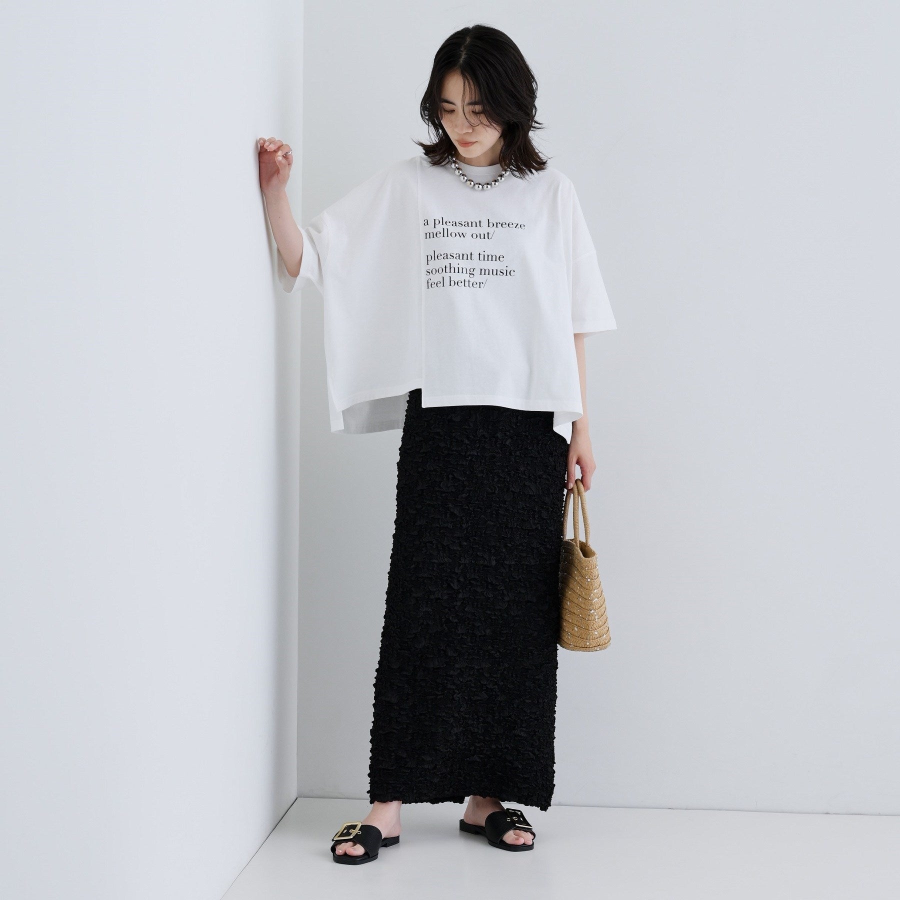 ギャレスト GALLEST イレギュラーグラフィックTシャツ (チャコールグレー(014)) チャコールグレー(014)