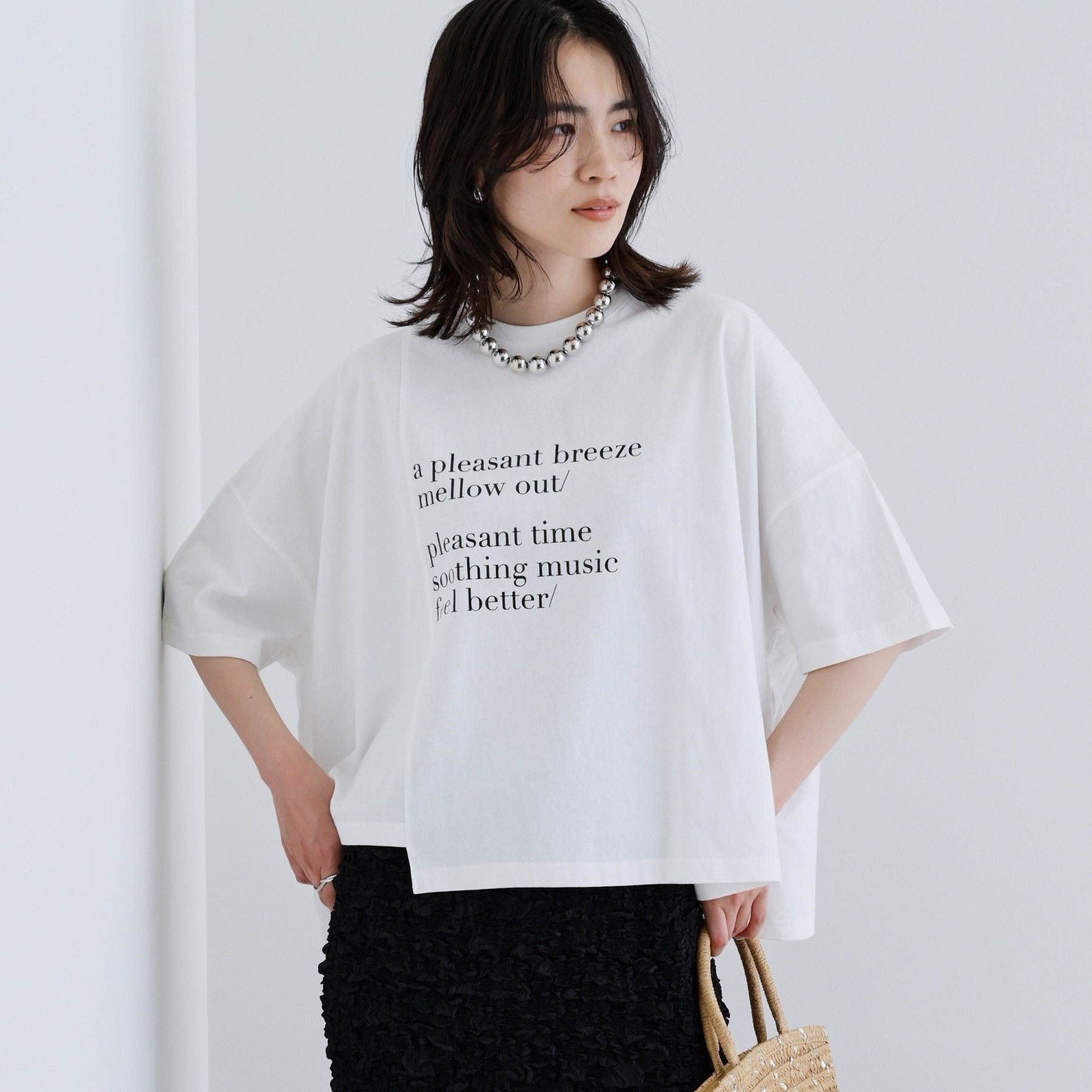 ギャレスト GALLEST イレギュラーグラフィックTシャツ (チャコールグレー(014)) チャコールグレー(014)