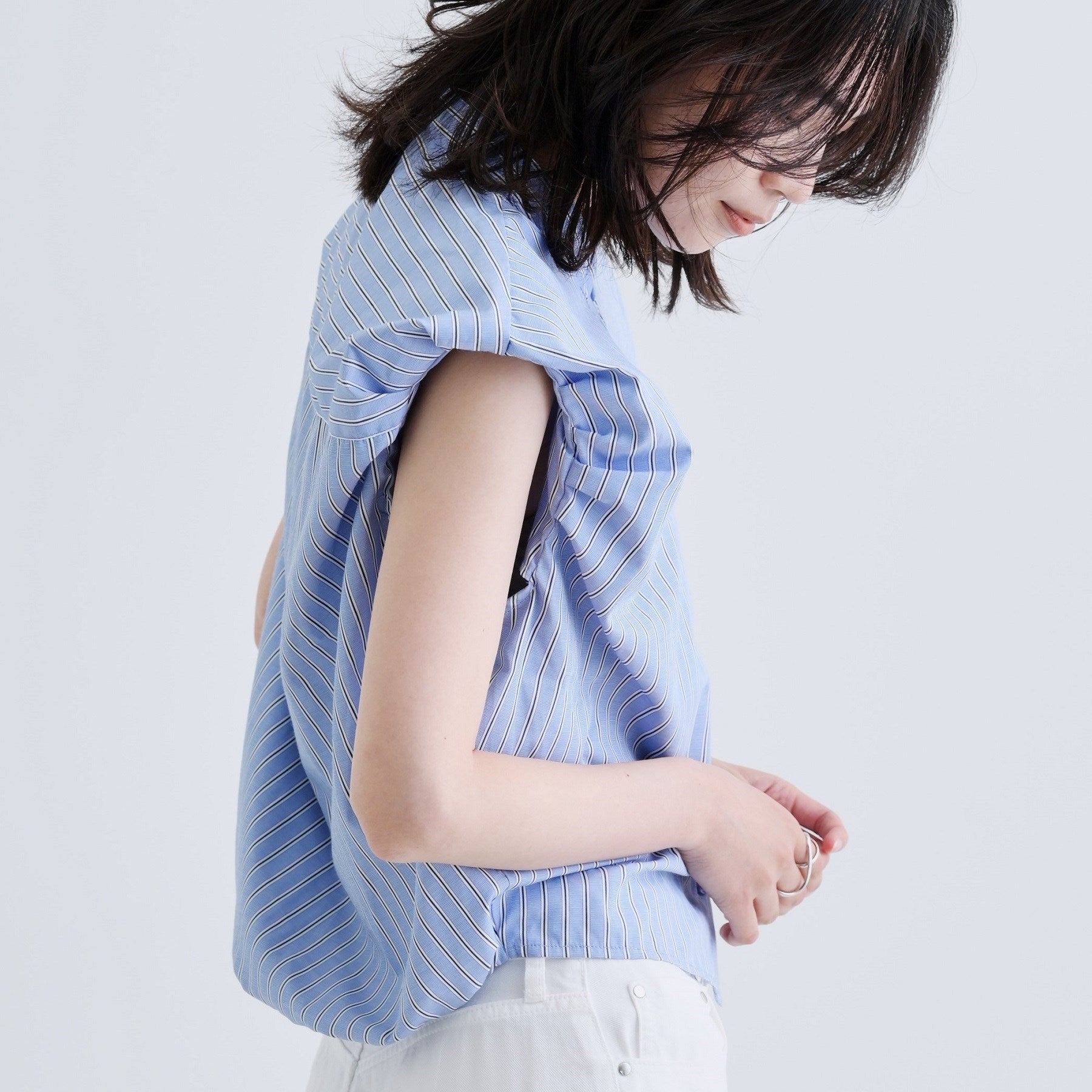 ギャレスト GALLEST 【一部店舗限定】ブロードパフショルブラウス (サックスブルー(390)) サックスブルー(390)