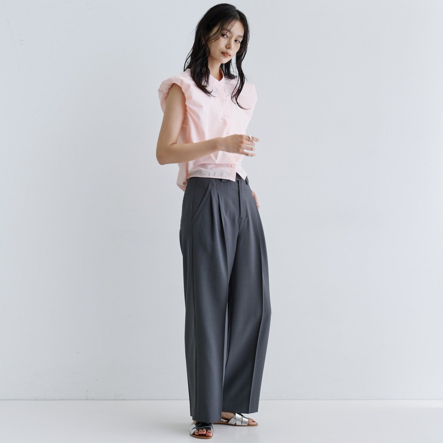 ギャレスト GALLEST 【一部店舗限定】ブロードパフショルブラウス (サックスブルー(390)) サックスブルー(390)