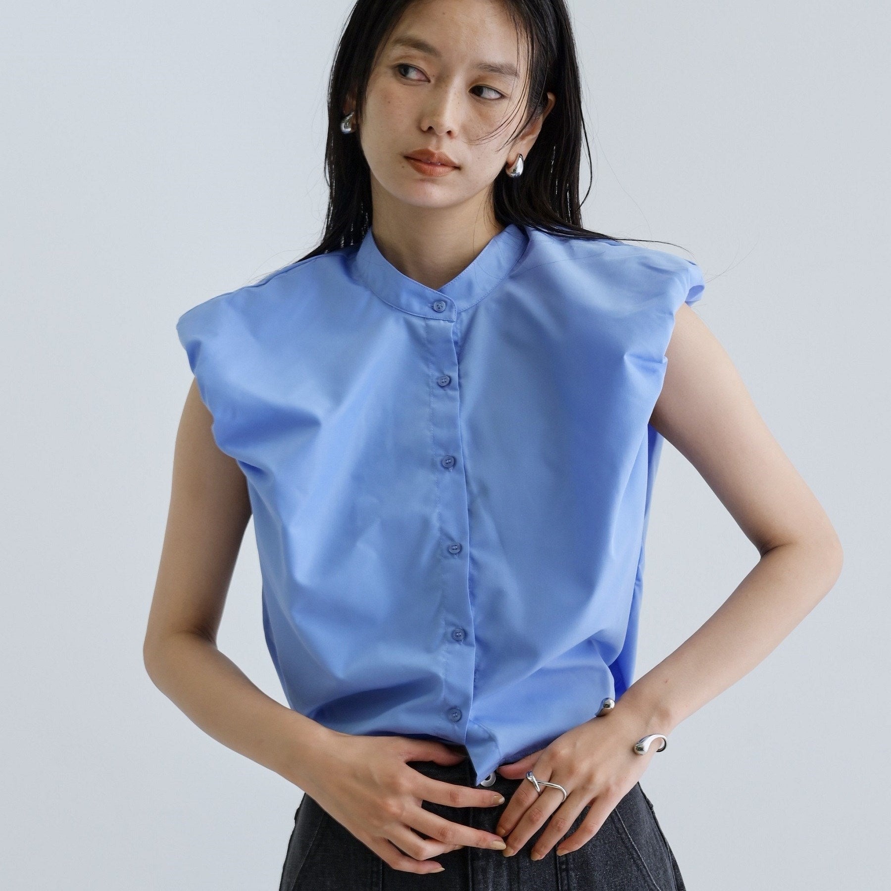 ギャレスト GALLEST 【一部店舗限定】ブロードパフショルブラウス (サックスブルー(390)) サックスブルー(390)