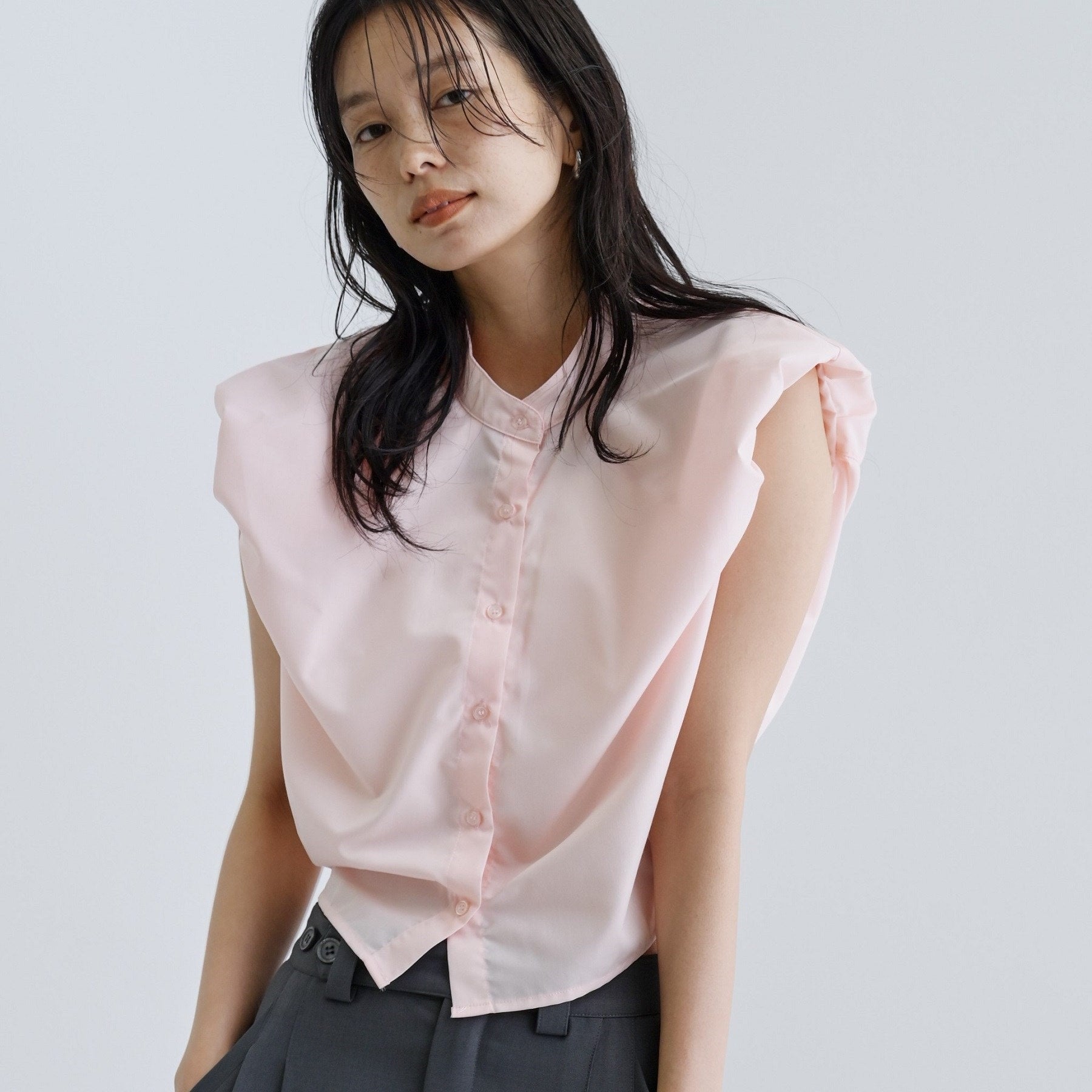 ギャレスト GALLEST 【一部店舗限定】ブロードパフショルブラウス (ライトピンク(070)) ライトピンク(070)