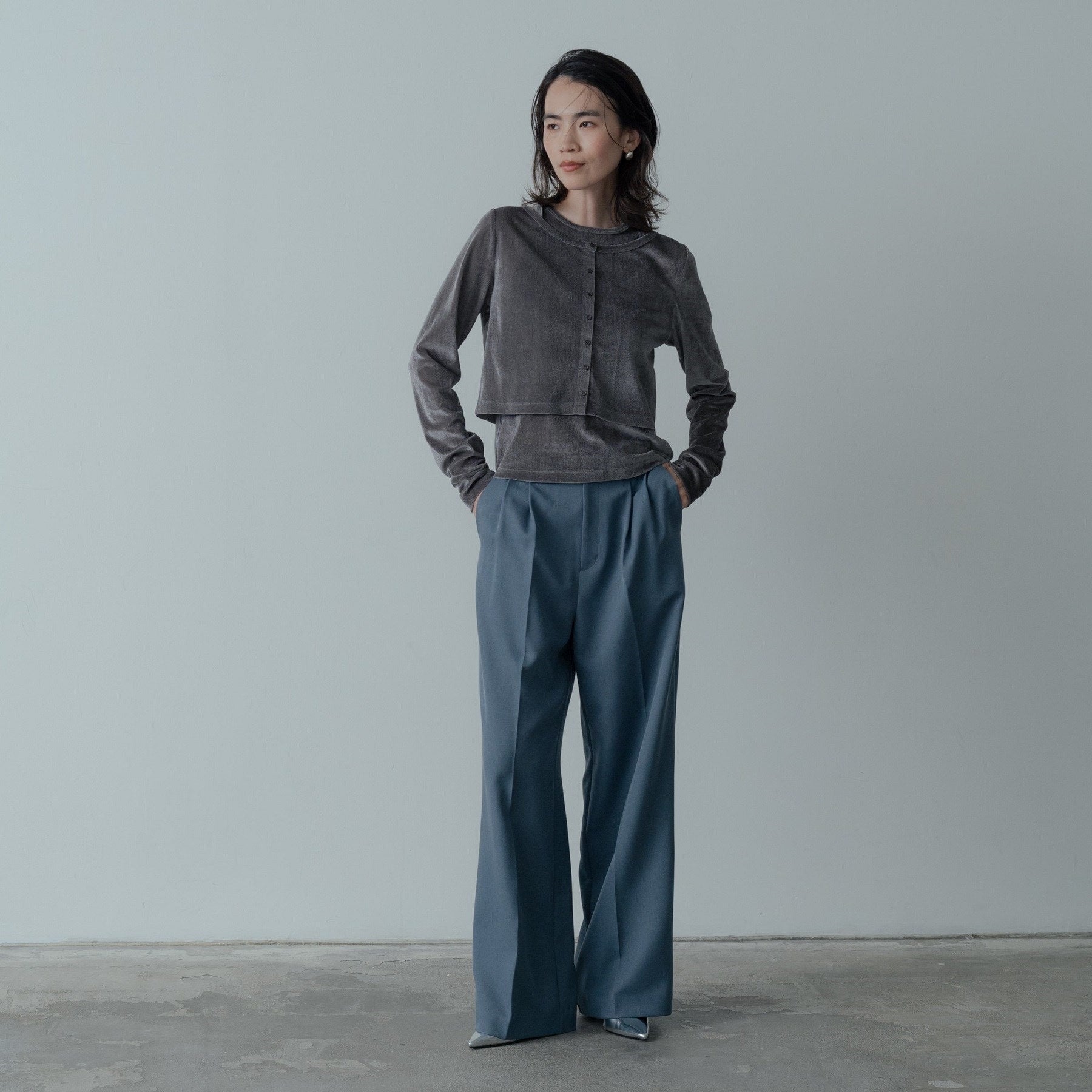 ギャレスト GALLEST チュールベロアアンサンブル (チャコールグレー(013)) チャコールグレー(013)