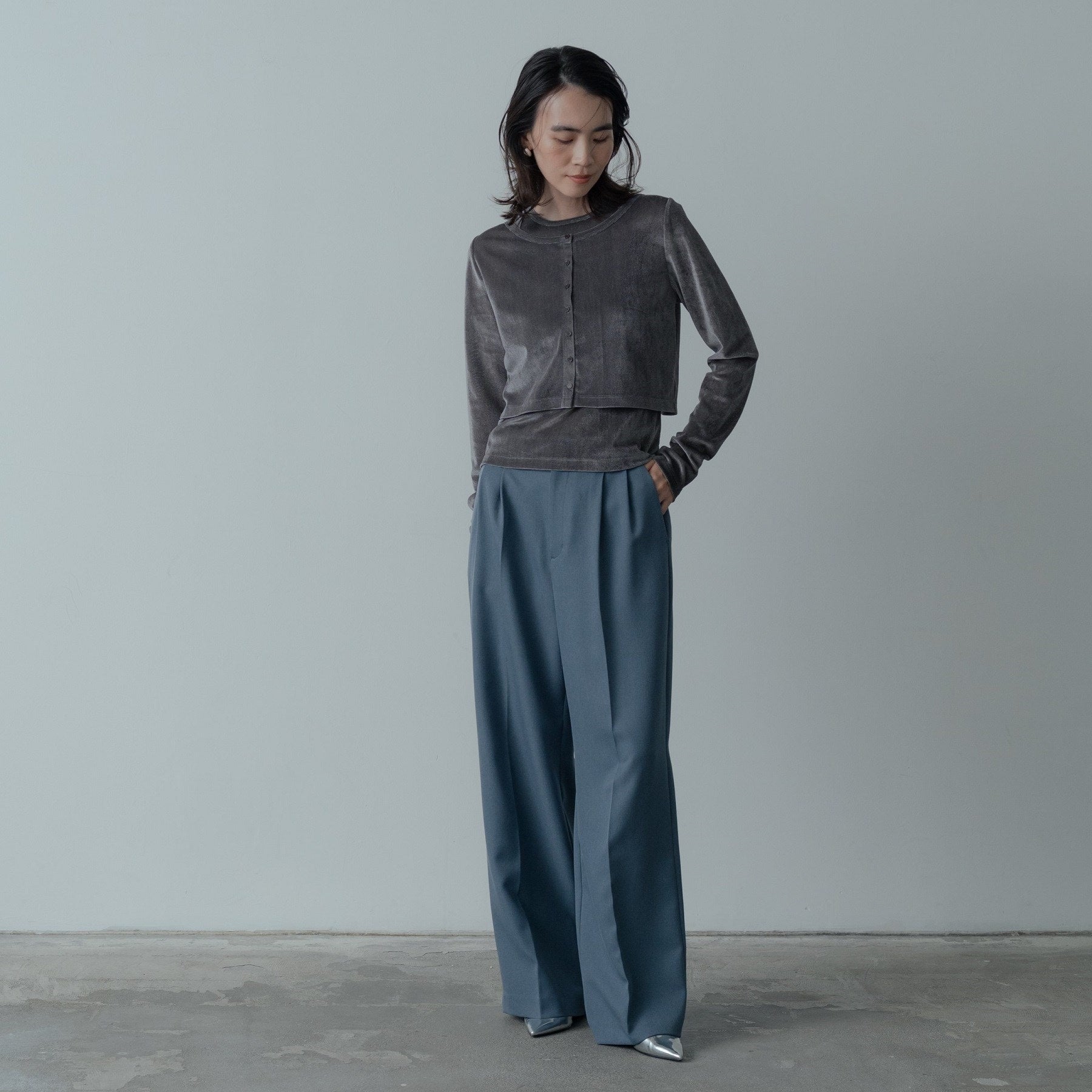 ギャレスト GALLEST チュールベロアアンサンブル (チャコールグレー(013)) チャコールグレー(013)