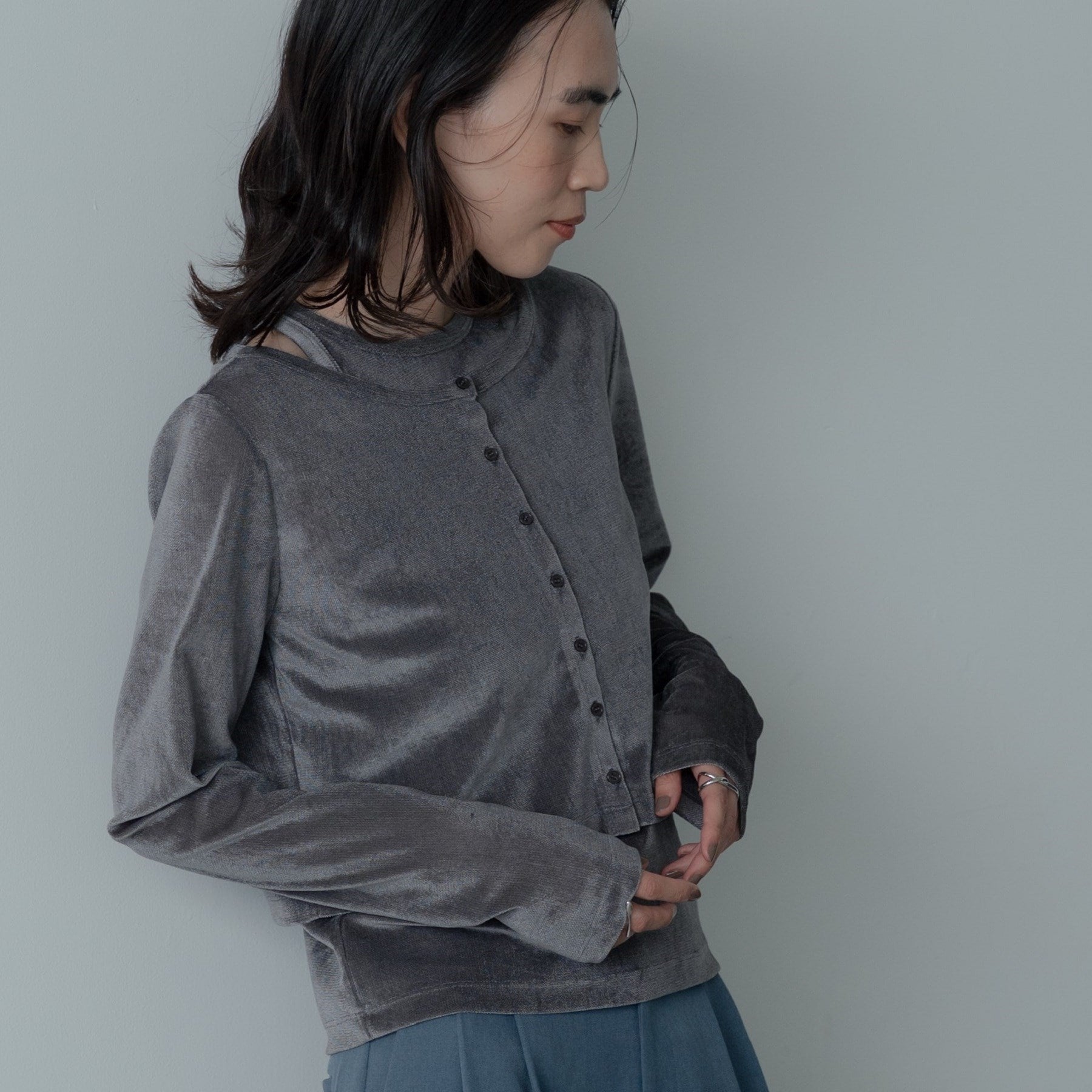 ギャレスト GALLEST チュールベロアアンサンブル (チャコールグレー(013)) チャコールグレー(013)