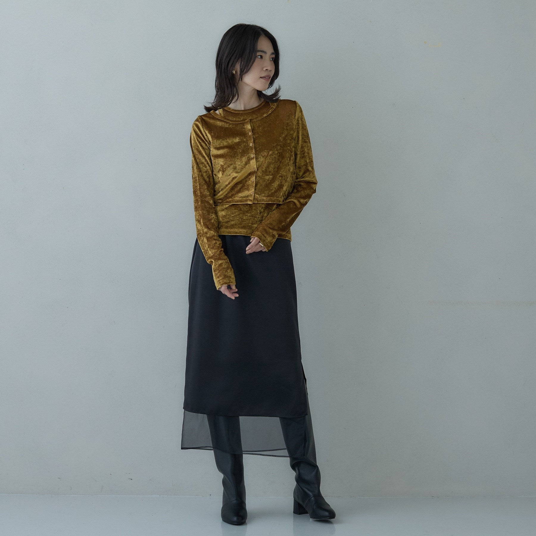 ギャレスト GALLEST チュールベロアアンサンブル (チャコールグレー(013)) チャコールグレー(013)