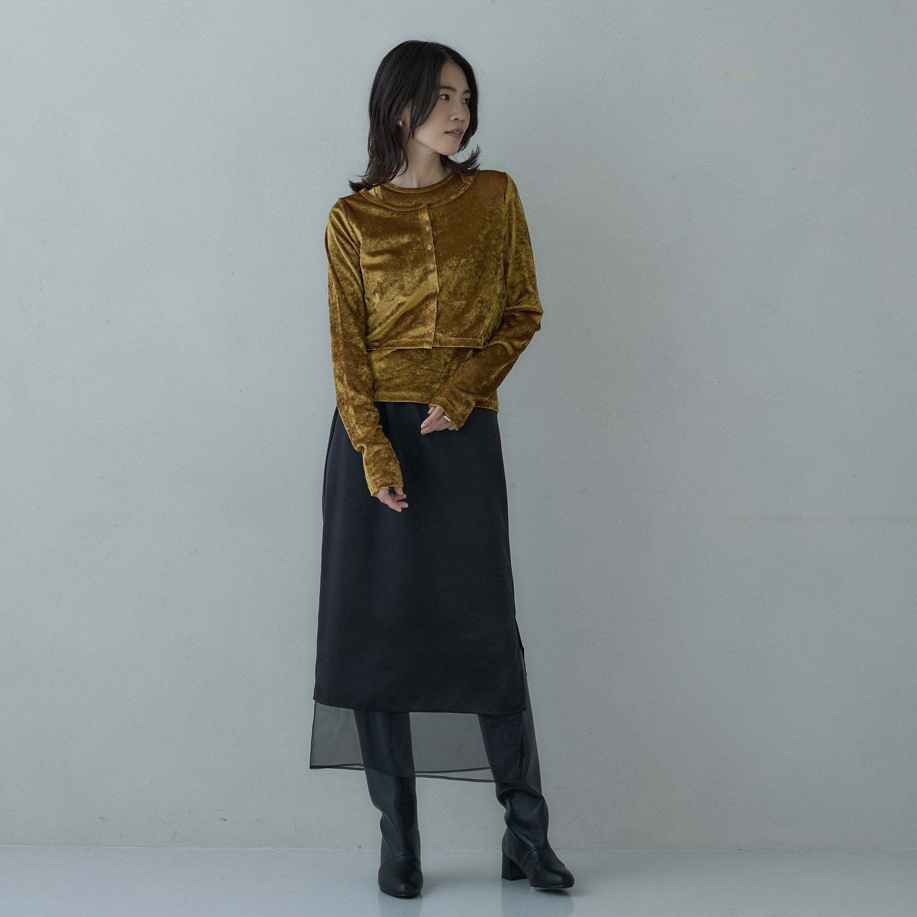 ギャレスト GALLEST チュールベロアアンサンブル (チャコールグレー(013)) チャコールグレー(013)