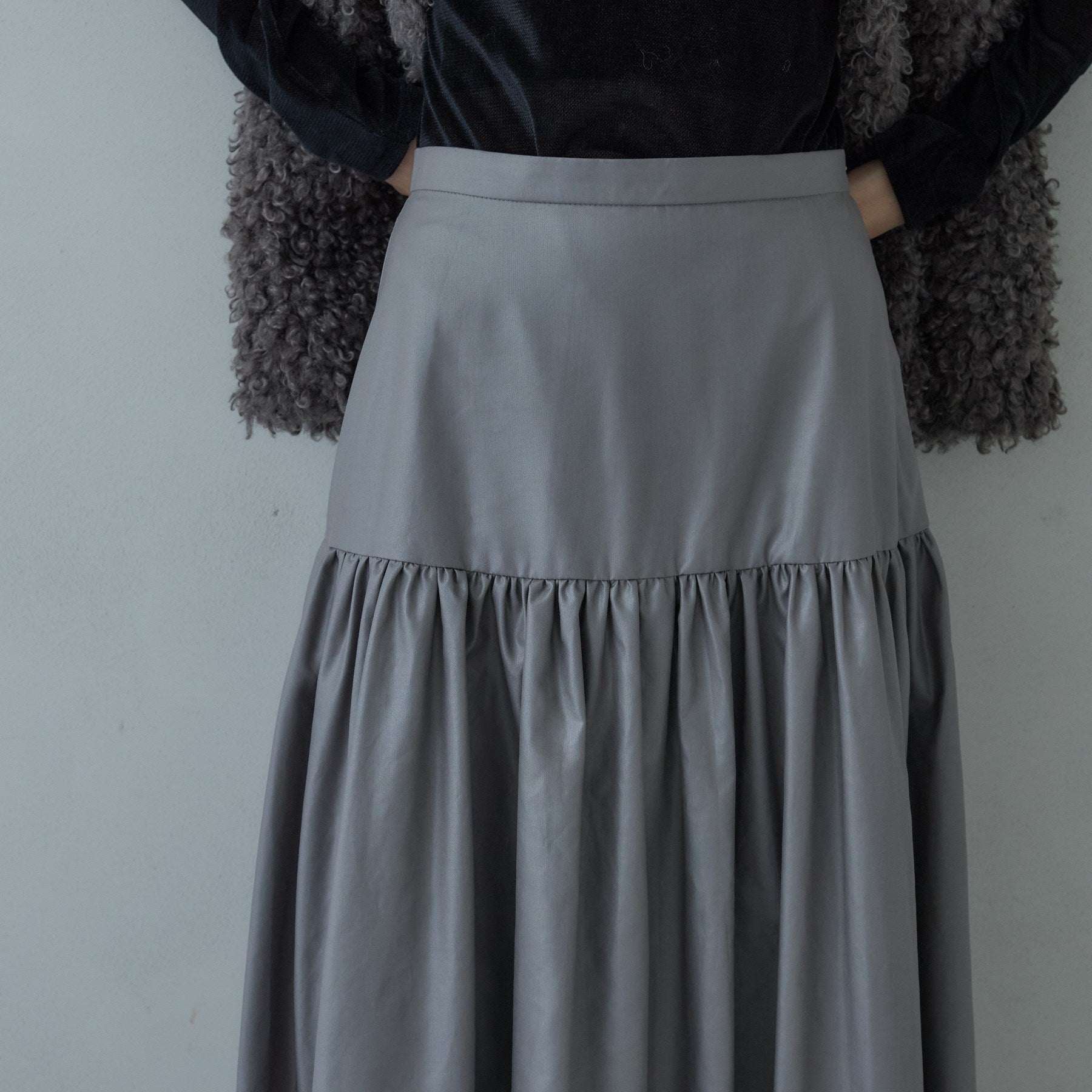 ギャレスト GALLEST レザーライクマキシスカート (ボルドー(064)) ボルドー(064)