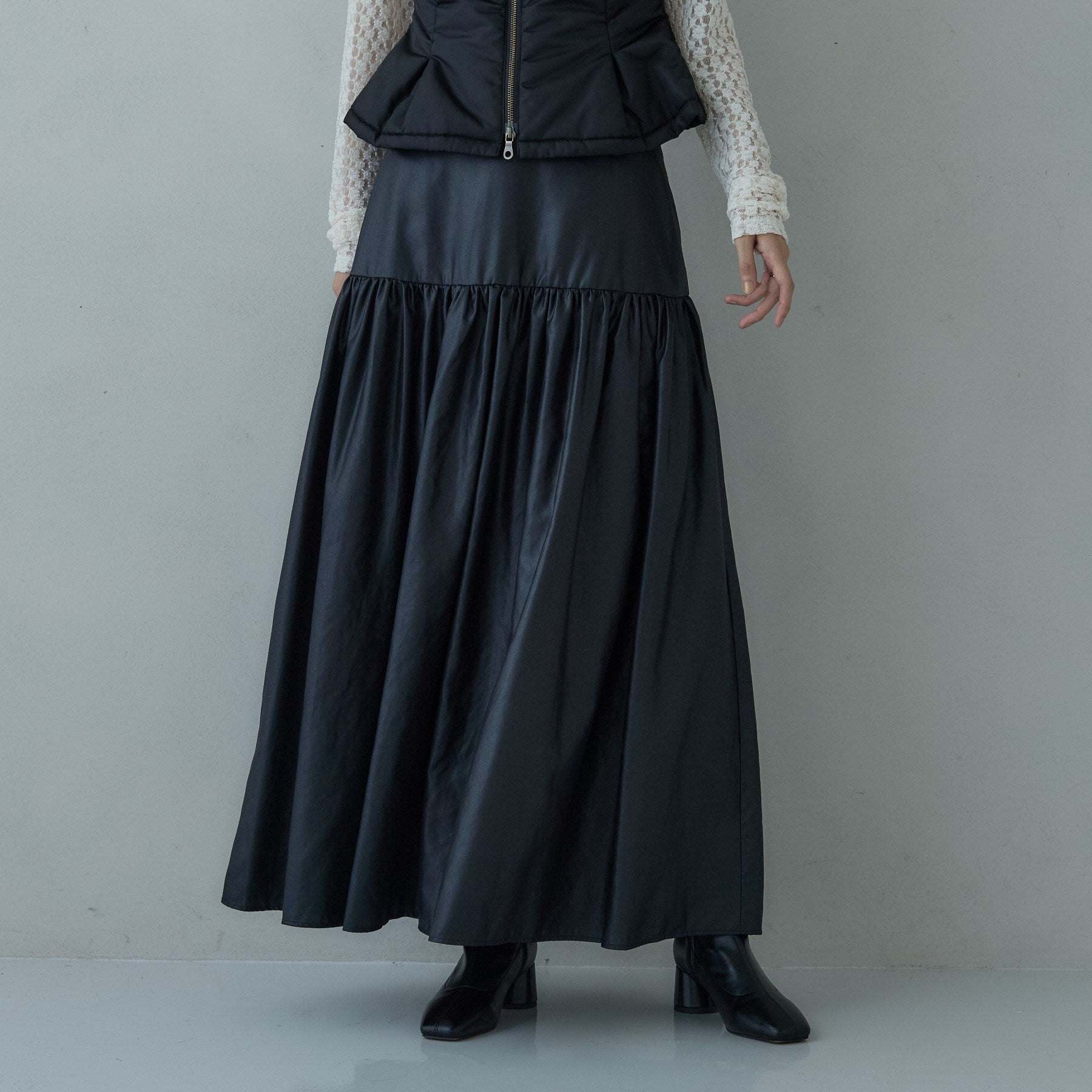 ギャレスト GALLEST レザーライクマキシスカート (ブラック(019)) ブラック(019)