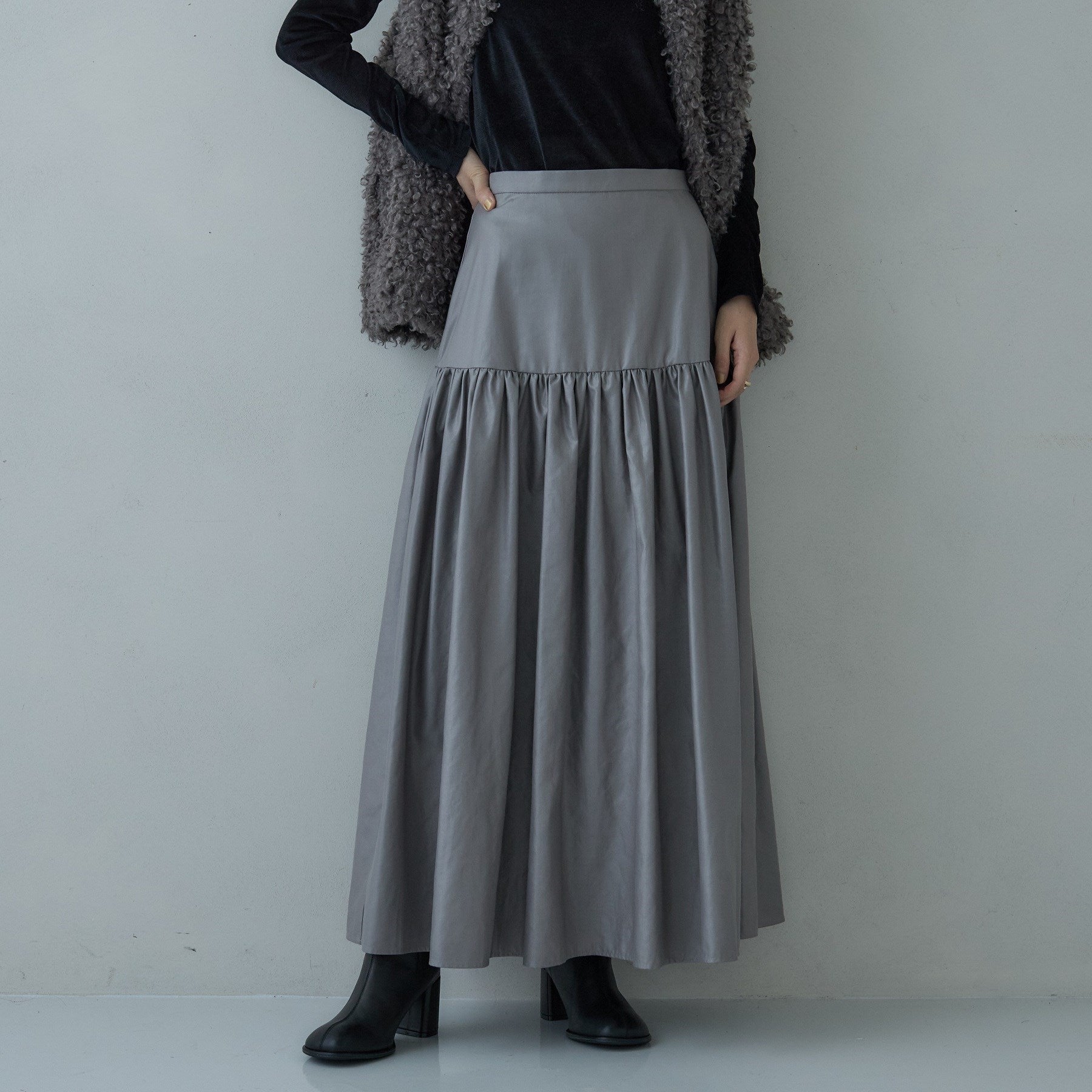 ギャレスト GALLEST レザーライクマキシスカート (グレー(012)) グレー(012)