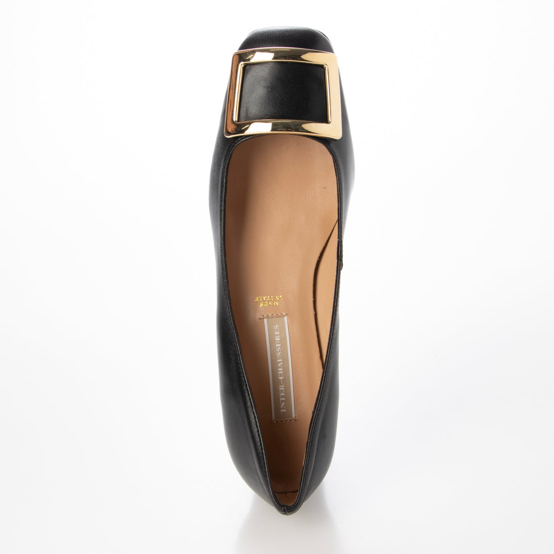 インターショシュール INTER-CHAUSSURES スクエアトウメタルバックルパンプス (ブラック) ブラック