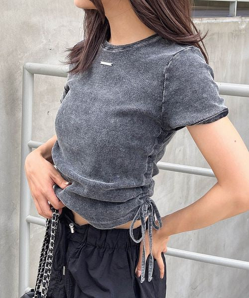 イング INGNI サイドギャザープレート付ピグメントリブT