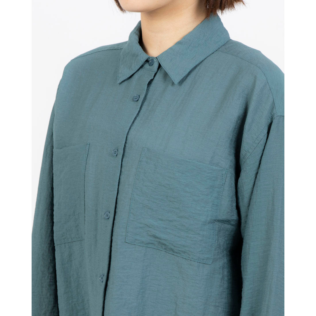 インタープラネット INTERPLANET リネンレーヨンサマーシャツ (ブルー) ブルー