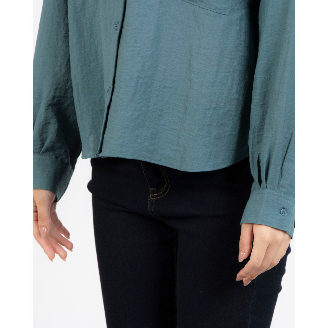 インタープラネット INTERPLANET リネンレーヨンサマーシャツ (ブルー) ブルー