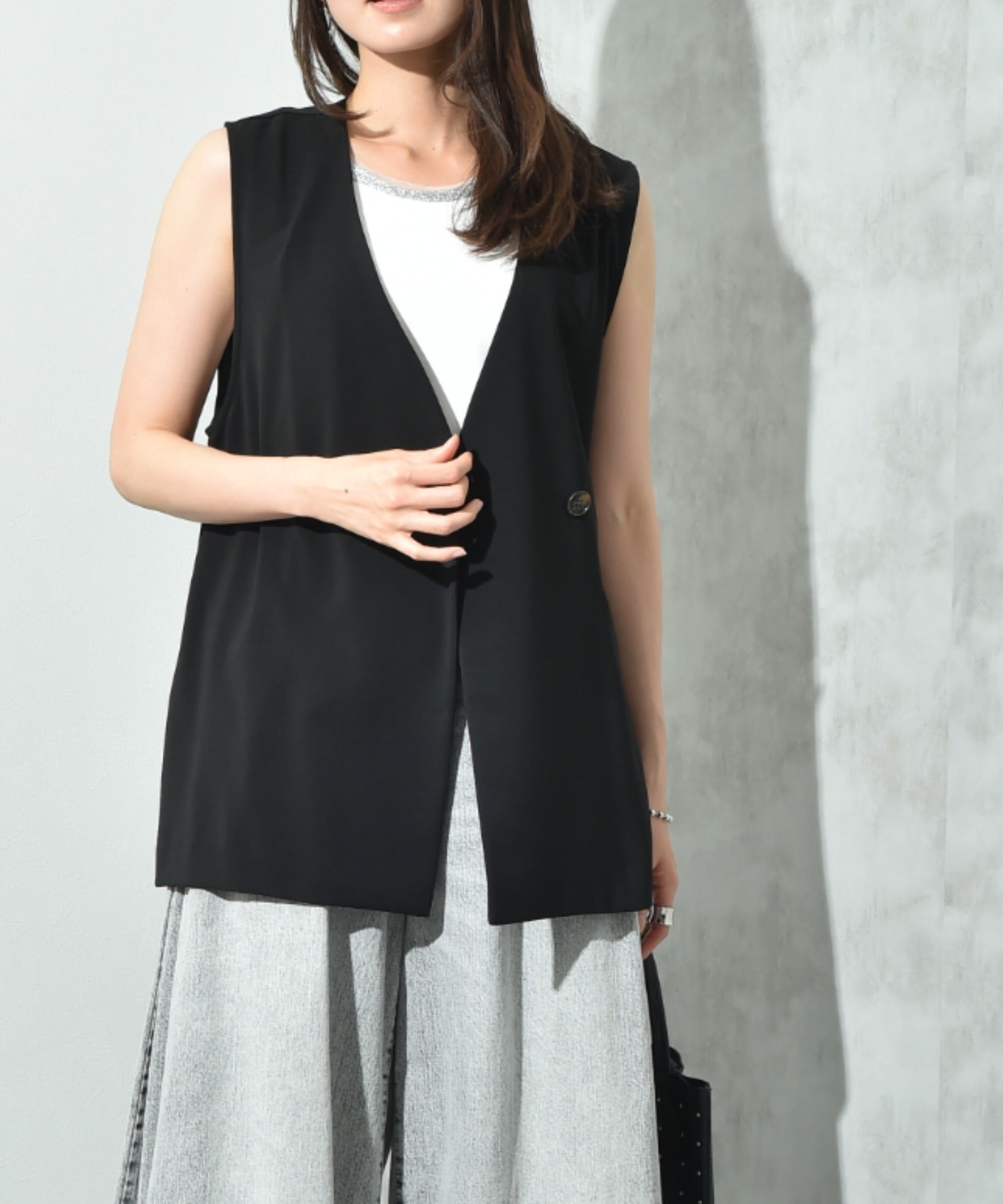 インタープラネット INTERPLANET 【CLOCHE】接触冷感ダブルベスト (ブラック) ブラック