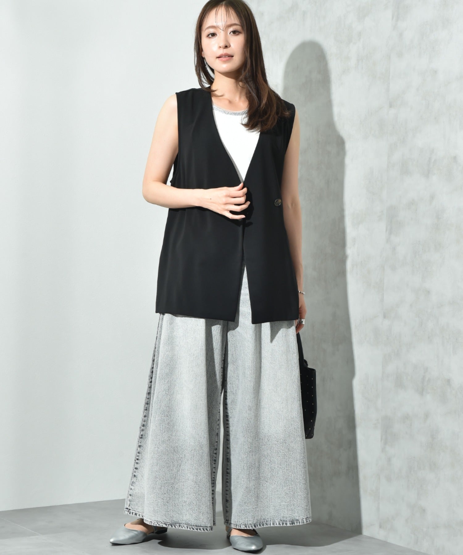 インタープラネット INTERPLANET 【CLOCHE】接触冷感ダブルベスト (ブラック) ブラック