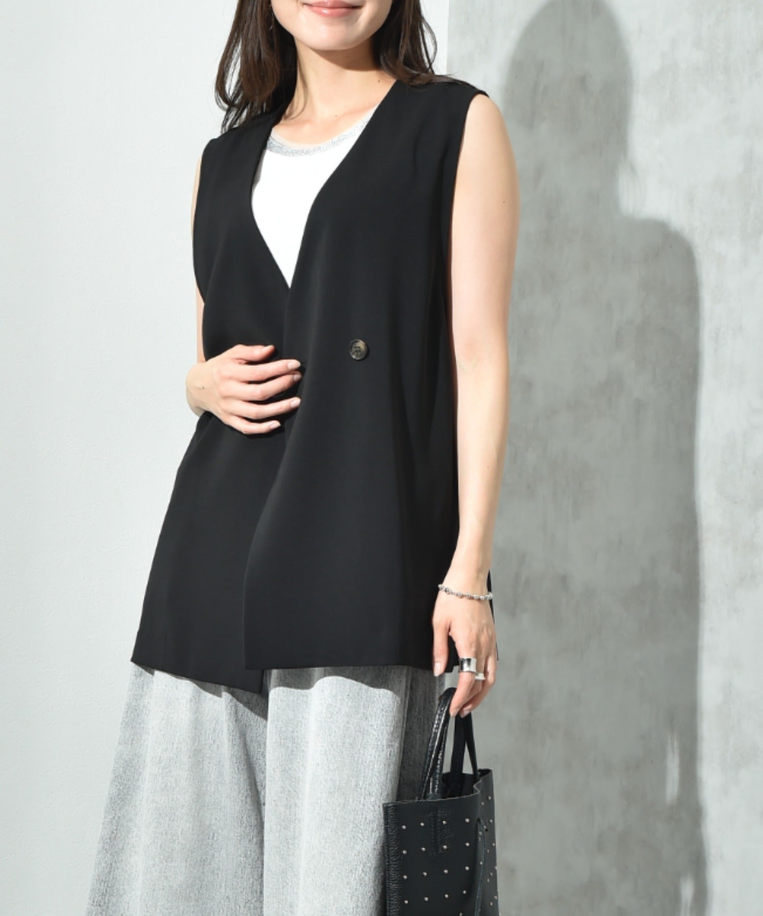 インタープラネット INTERPLANET 【CLOCHE】接触冷感ダブルベスト (ブラック) ブラック