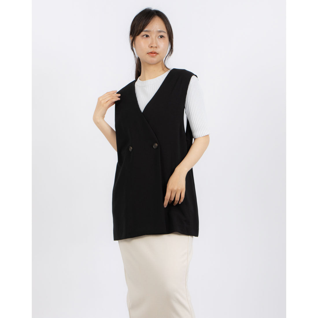 インタープラネット INTERPLANET 【CLOCHE】接触冷感ダブルベスト (ブラック) ブラック