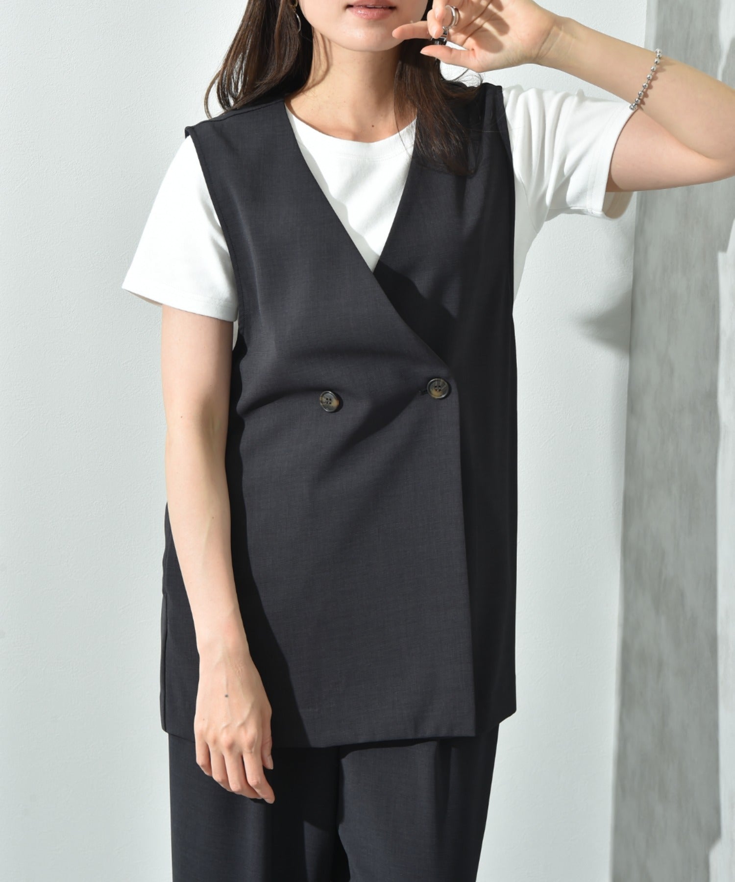 インタープラネット INTERPLANET 【CLOCHE】接触冷感ダブルベスト (ブラック) ブラック