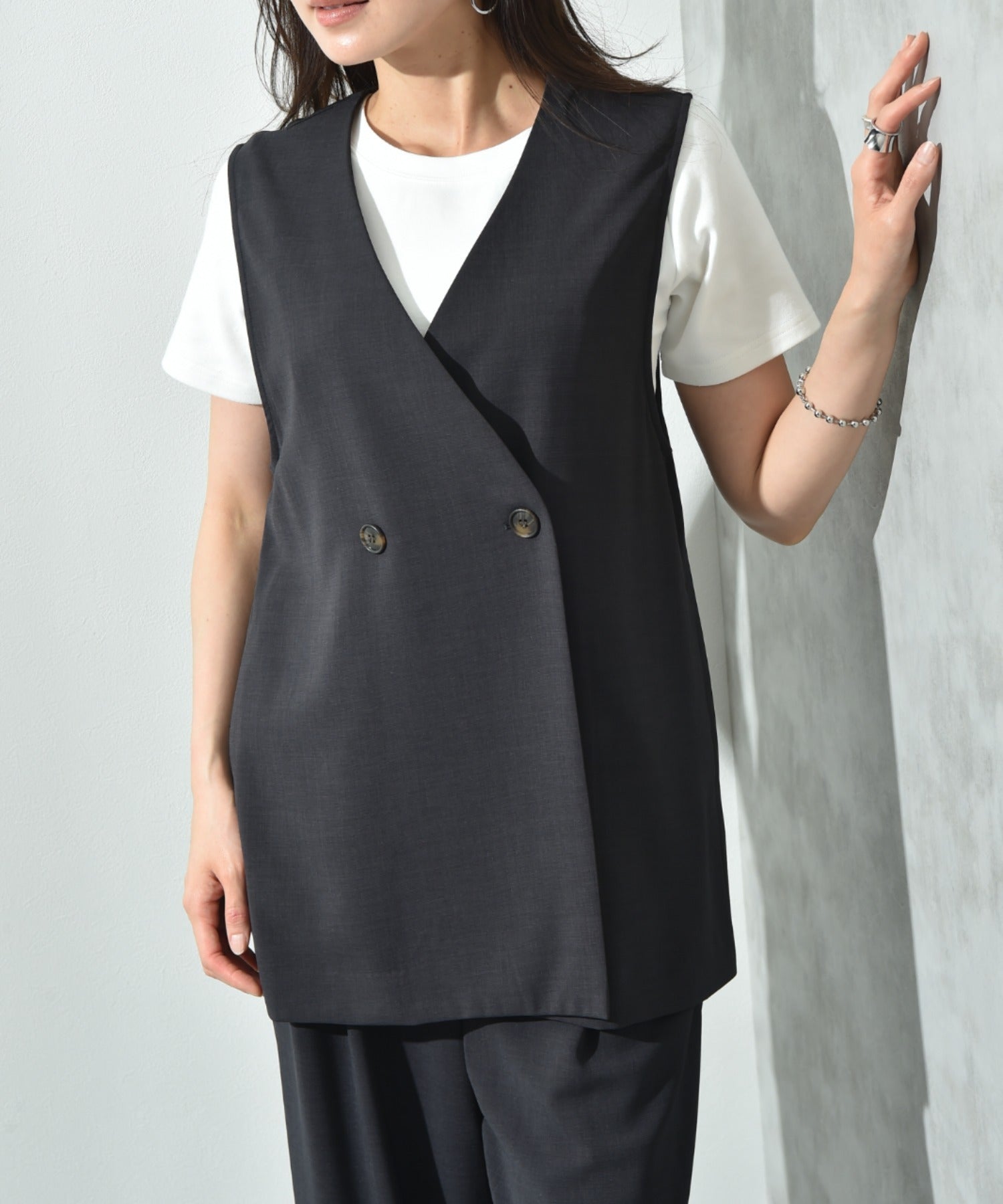 インタープラネット INTERPLANET 【CLOCHE】接触冷感ダブルベスト (チャコールグレー) チャコールグレー