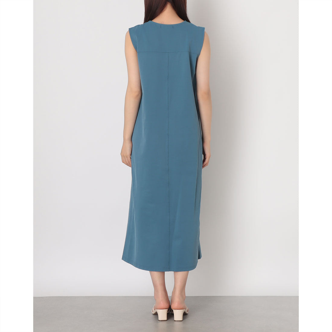 インタープラネット INTERPLANET ジャージーピンタックノースリワンピース (ブルー) ブルー