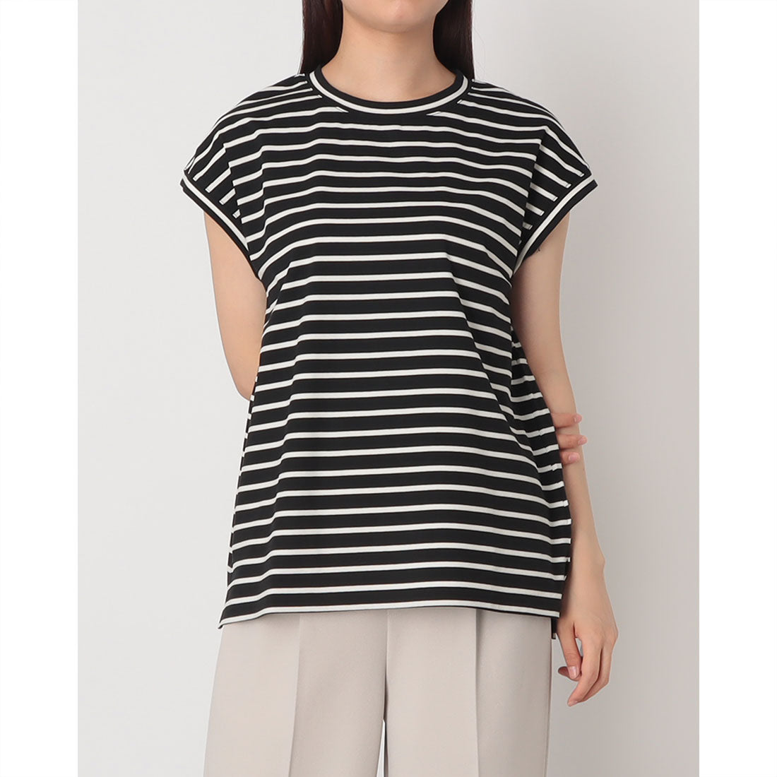 インタープラネット INTERPLANET ベア天ボーダークルーネックフレンチプルオーバー (ボーダー ブラック) ボーダー ブラック