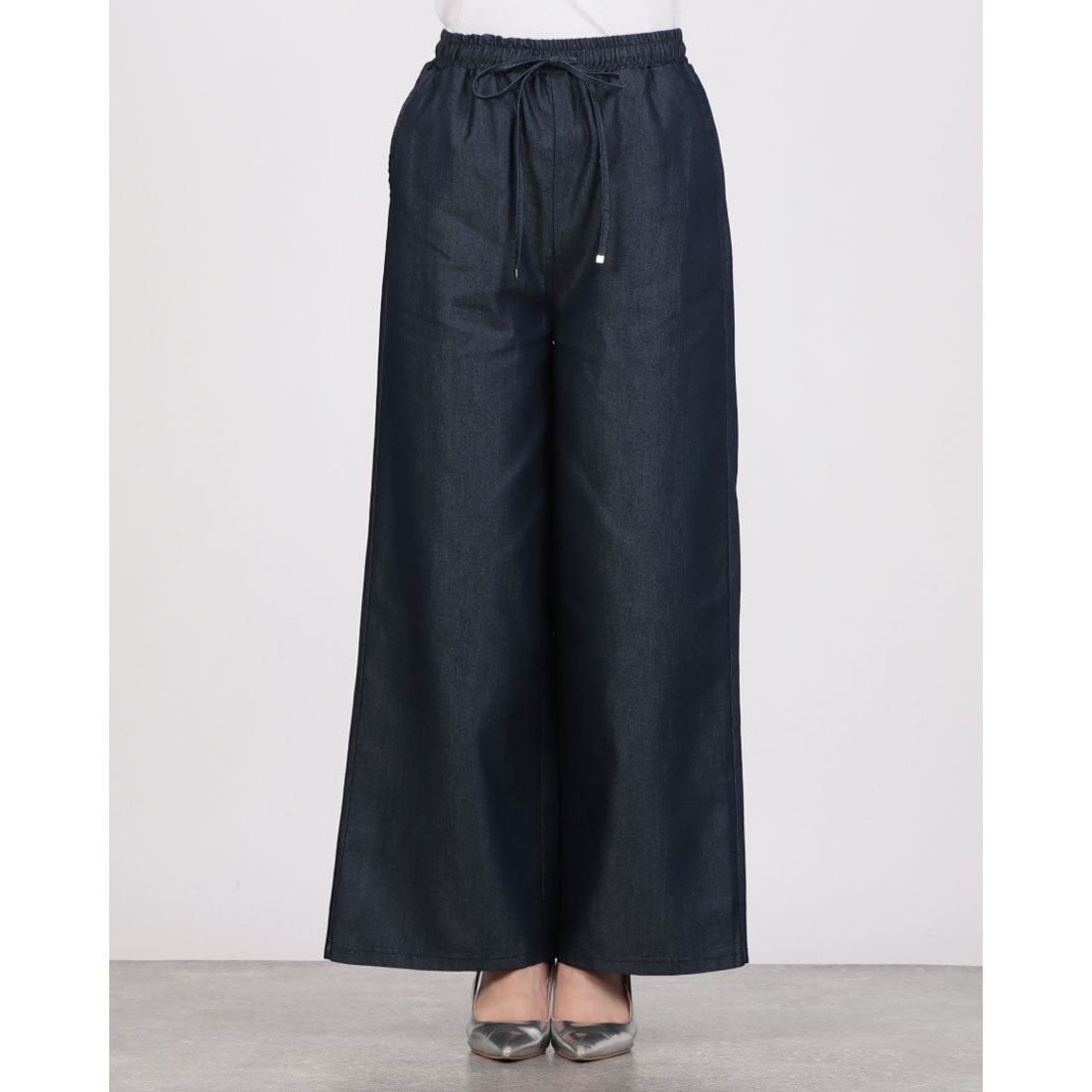 インタープラネット INTERPLANET ライトデニムワイドパンツ (ネイビー) ネイビー