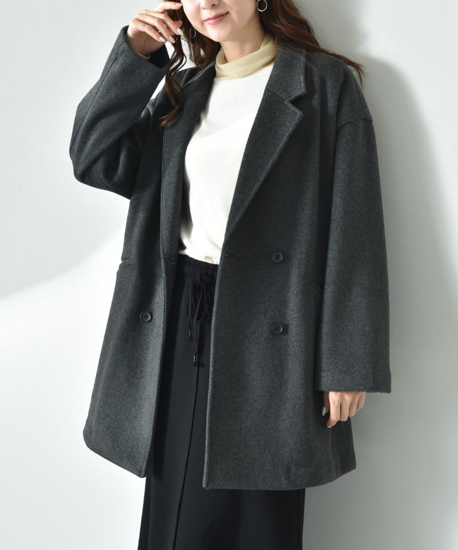 インタープラネット INTERPLANET ニットビーバーピーコート (グレー) グレー