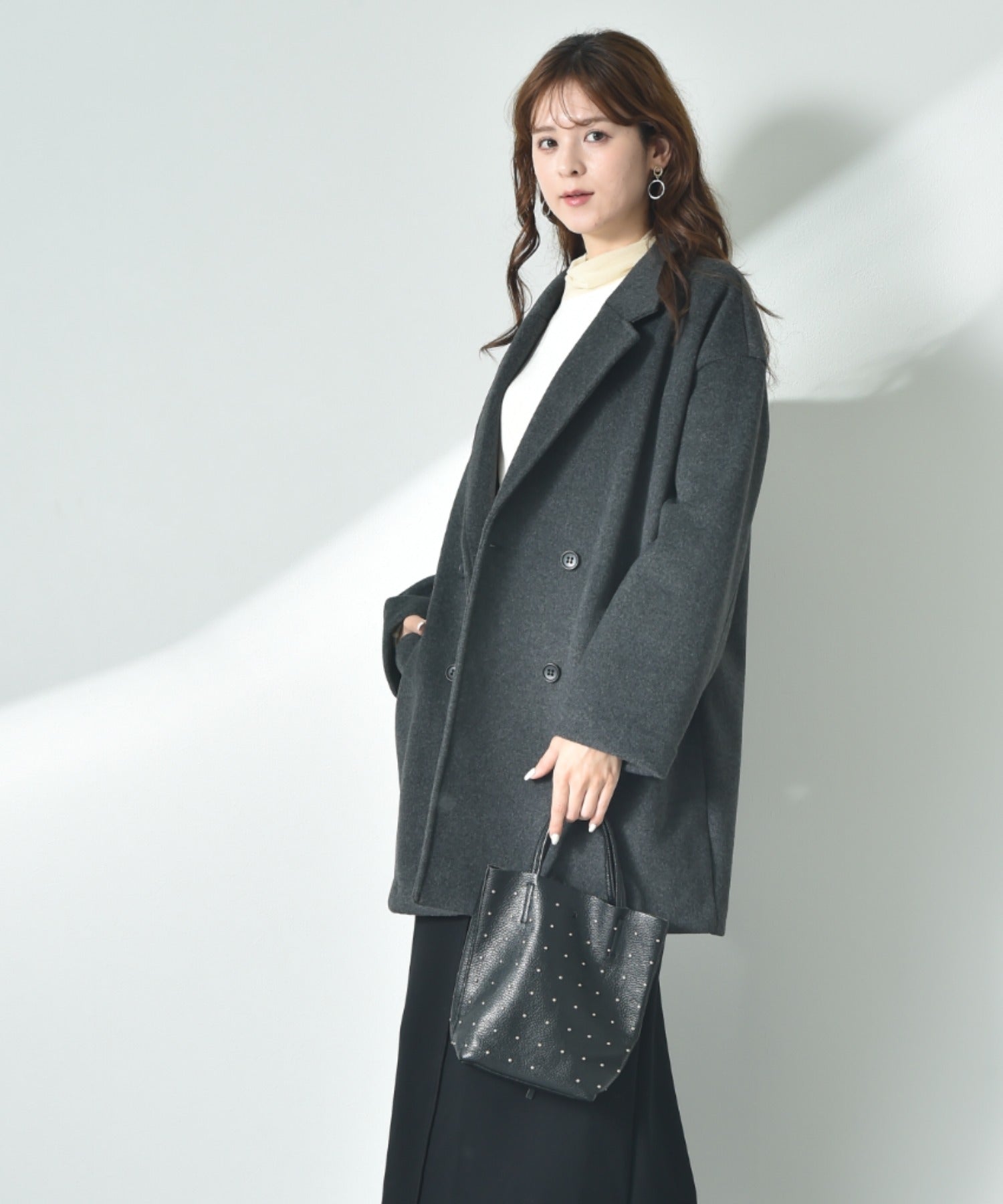 インタープラネット INTERPLANET ニットビーバーピーコート (グレー) グレー